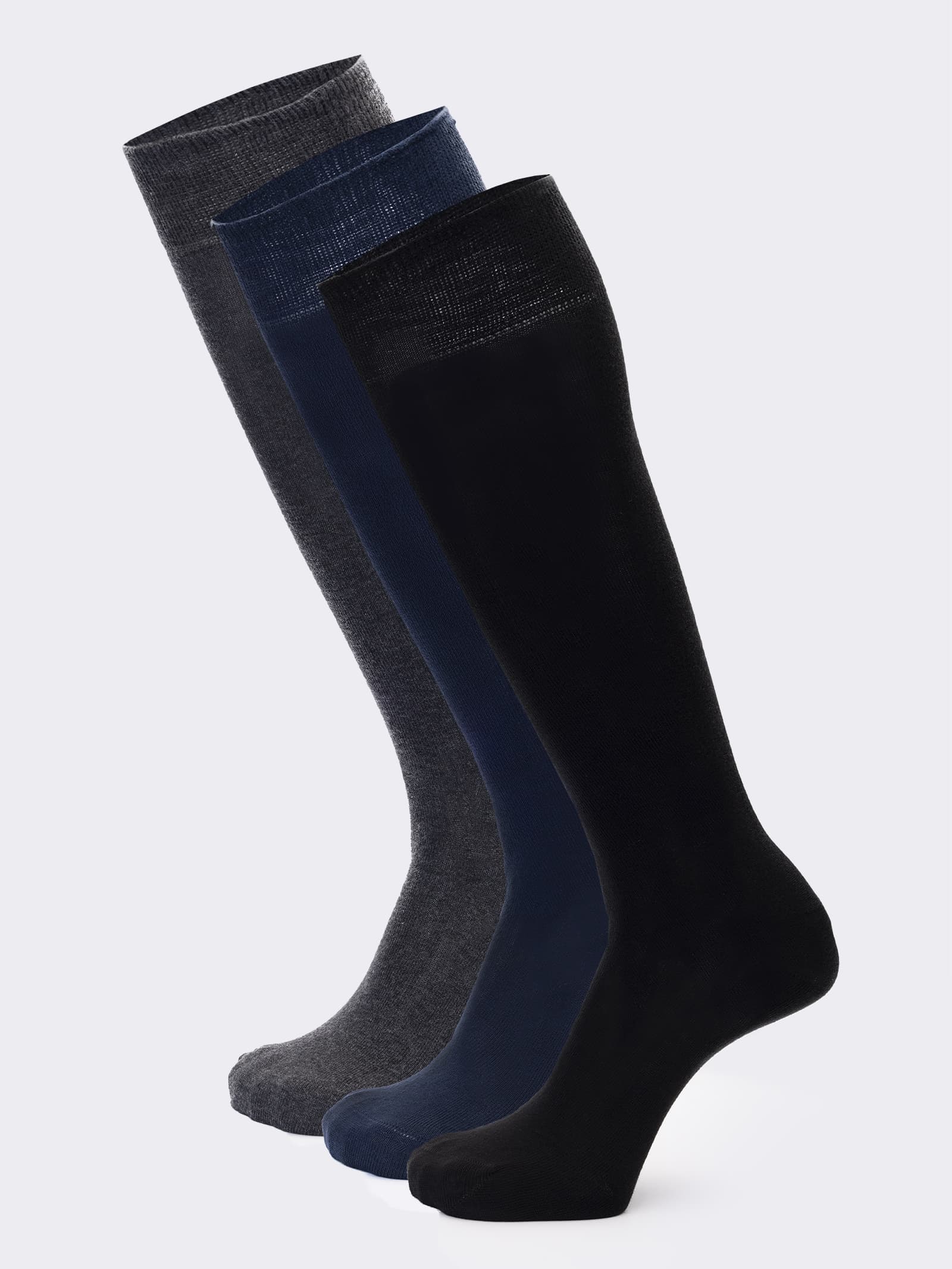 3 Pairs Men's Long Warm Cotton Socks - Classic Made in Italy - Image 2