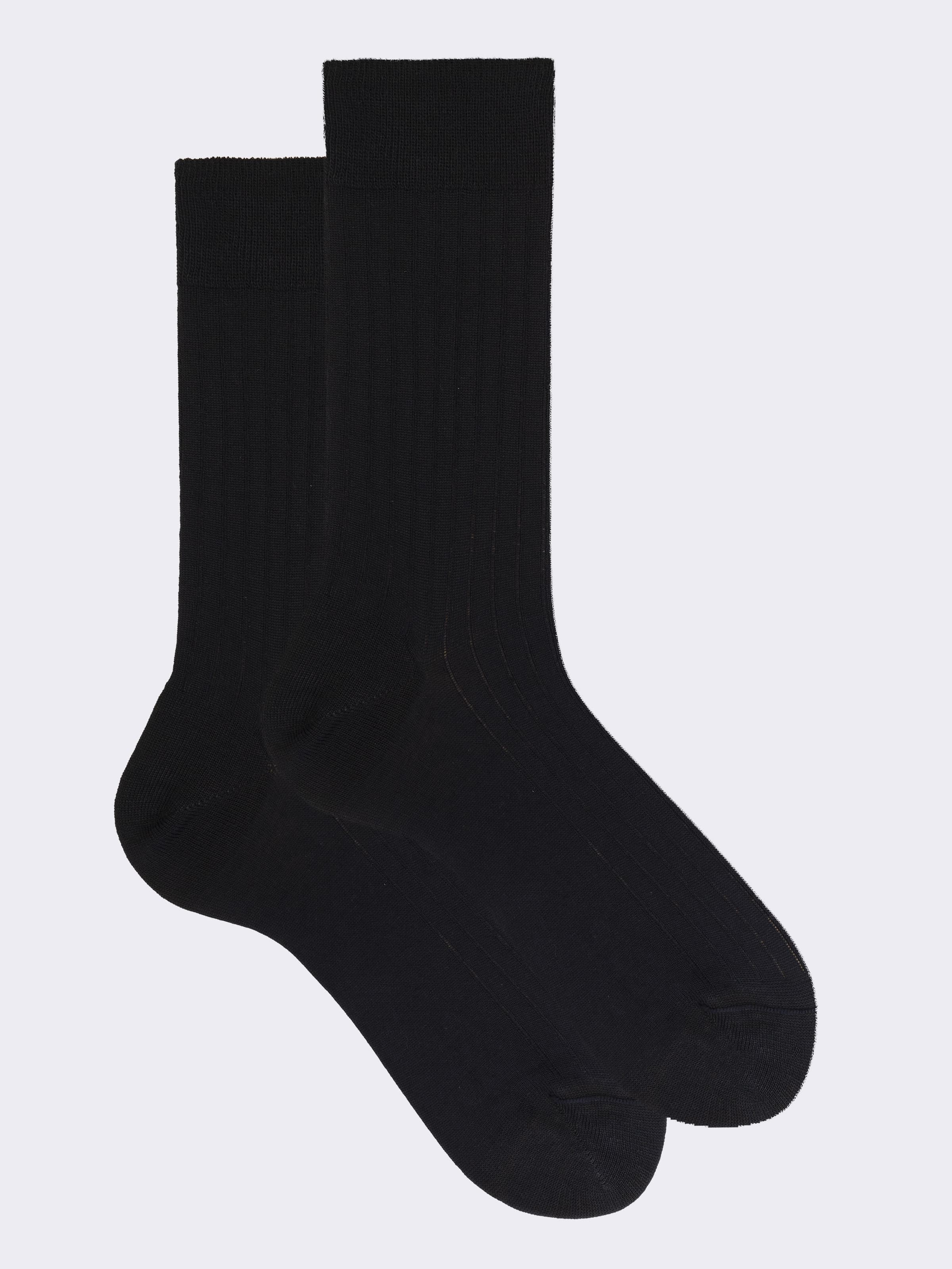 Short Wool Ribbed Elastic Socks - Made in Italy - Image 1
