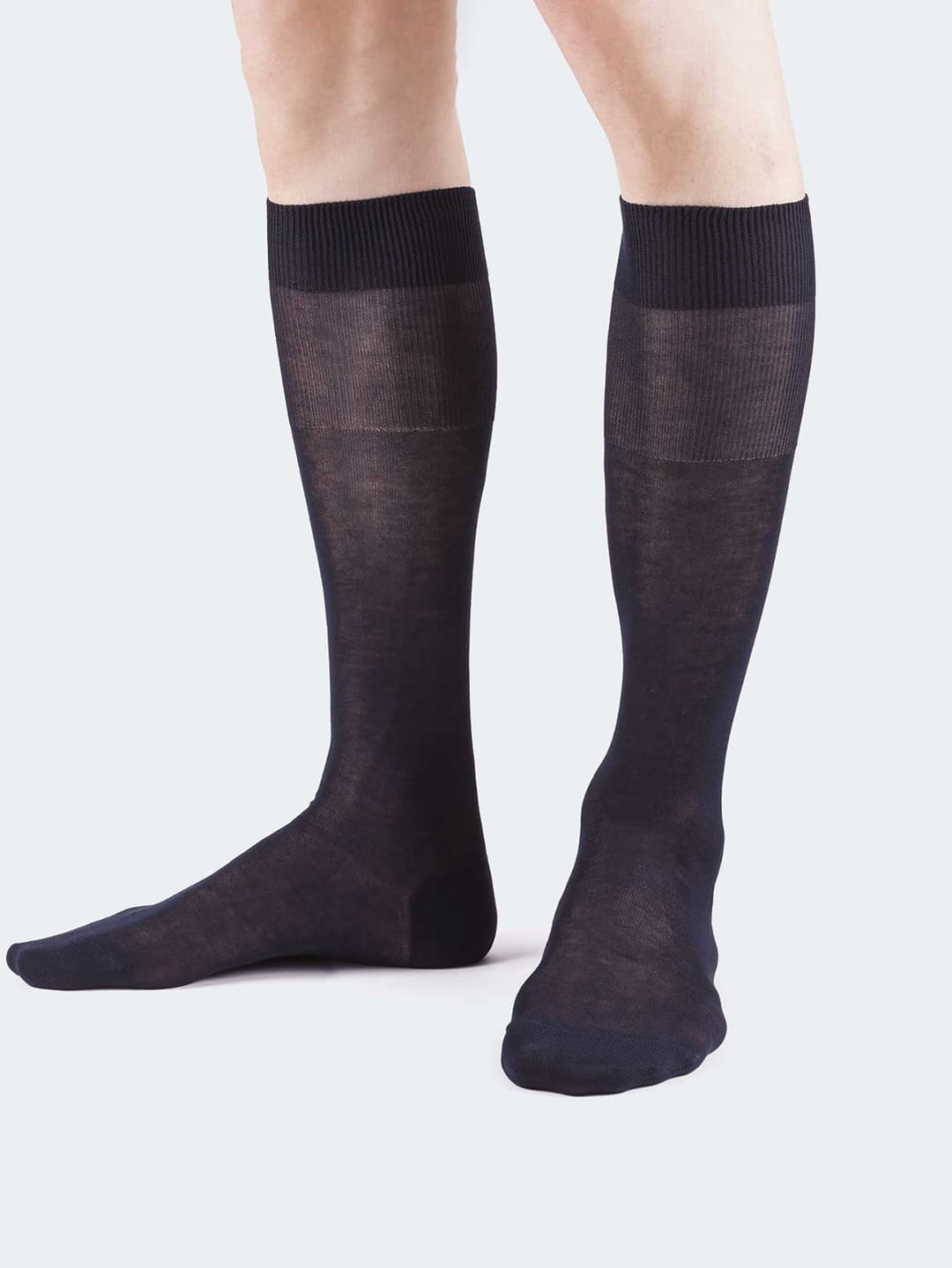 Lange Socken 100% Baumwolle Fil d'Écosse glatt - Made in Italy