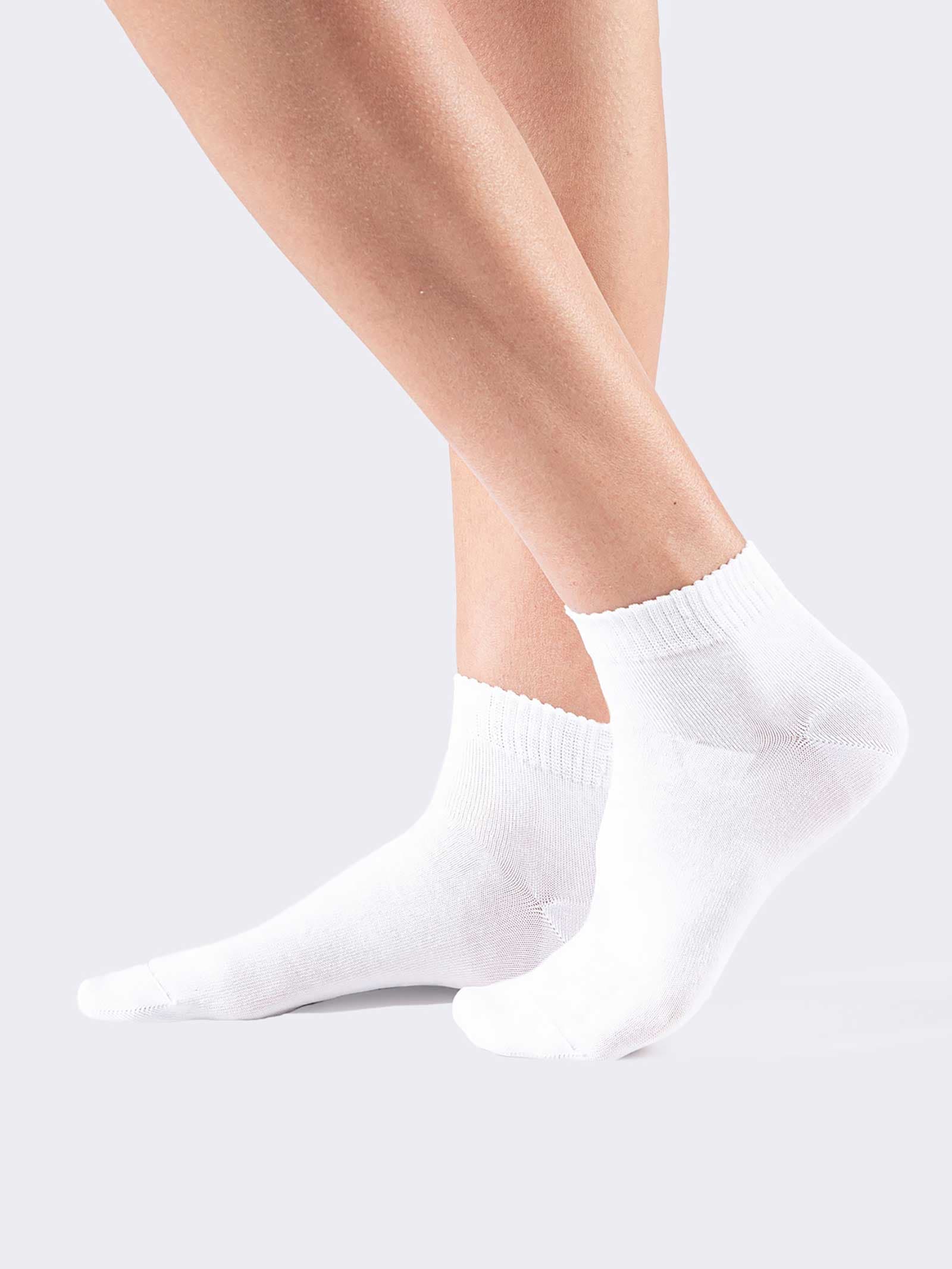 Women's Short Cotton Socks with Sporty Cuff - Made in Italy - Image 1