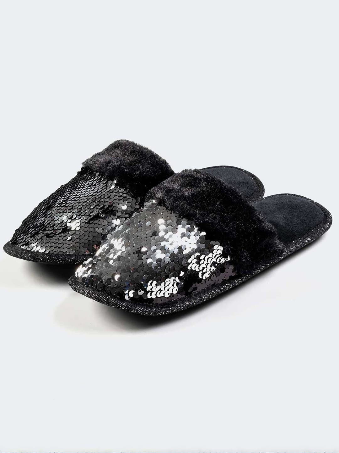 Women's Elegant Sequin Slippers - Glamorous Indoor Design