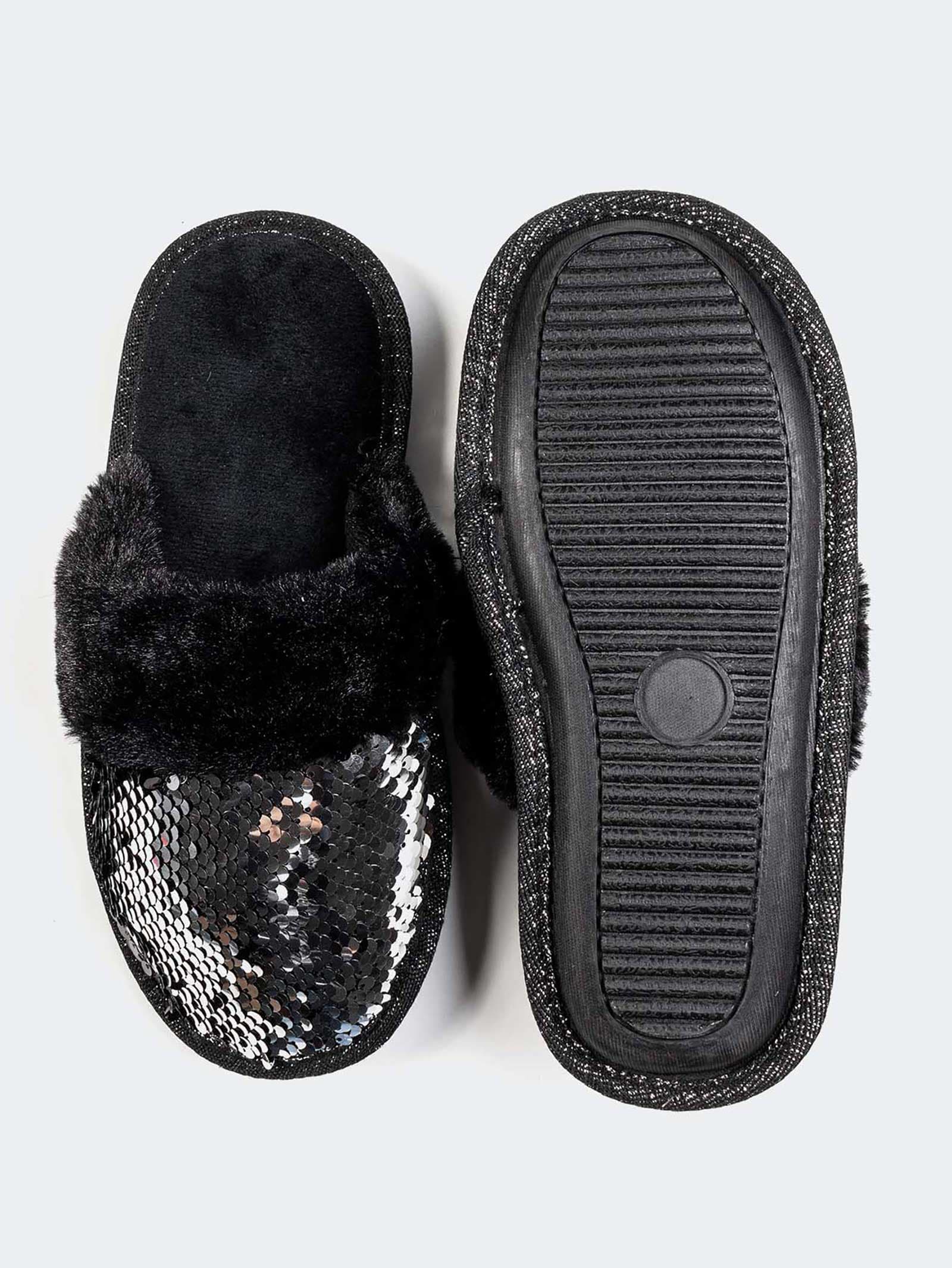 Women's Elegant Sequin Slippers - Glamorous Indoor Design - Image 3