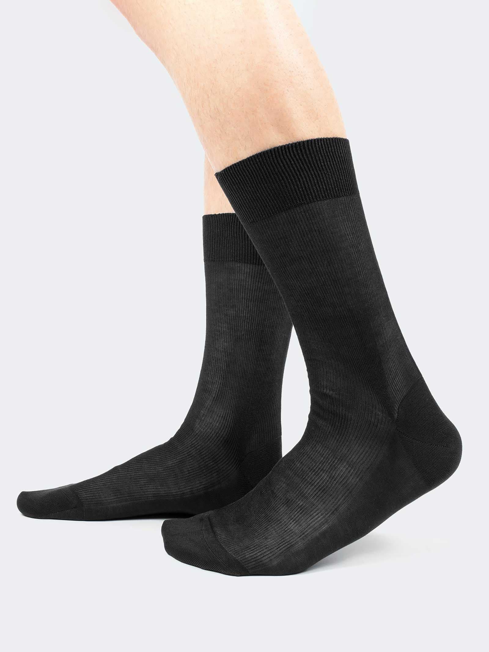 Men's Short Socks 1:1 Ribbed, 100% Lisle Cotton - Made in Italy - Image 1