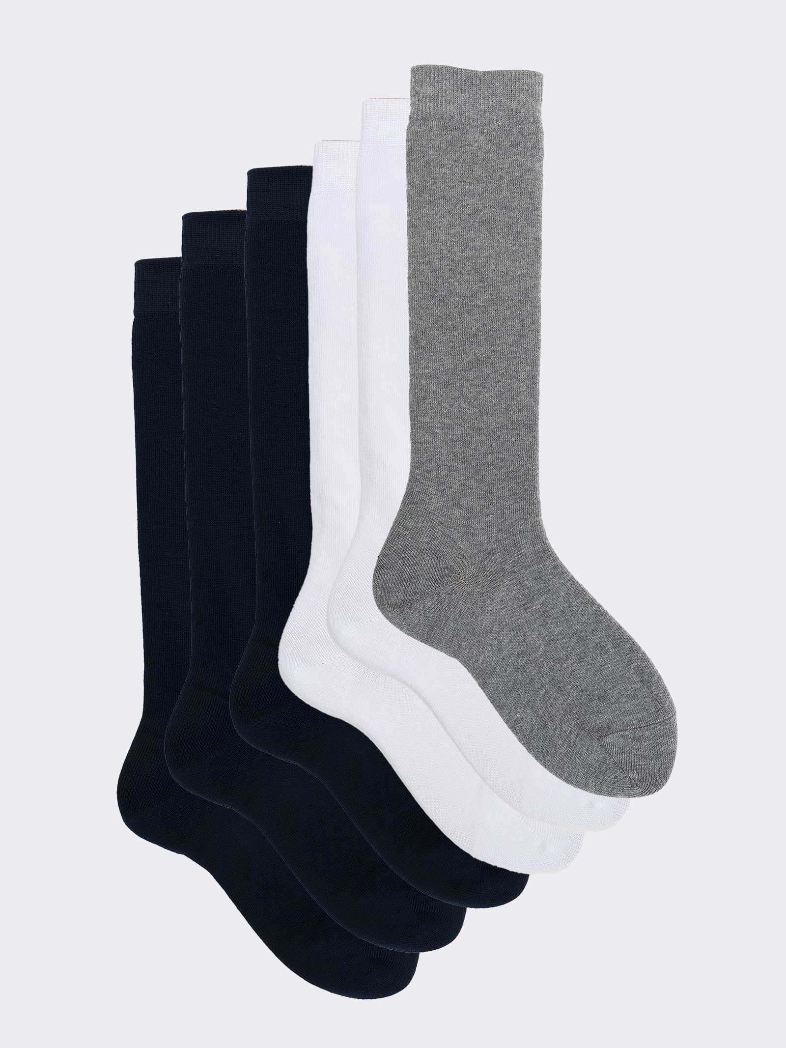 Sechs Paar glatte lange Kindersocken aus warmer Baumwolle - Image 1