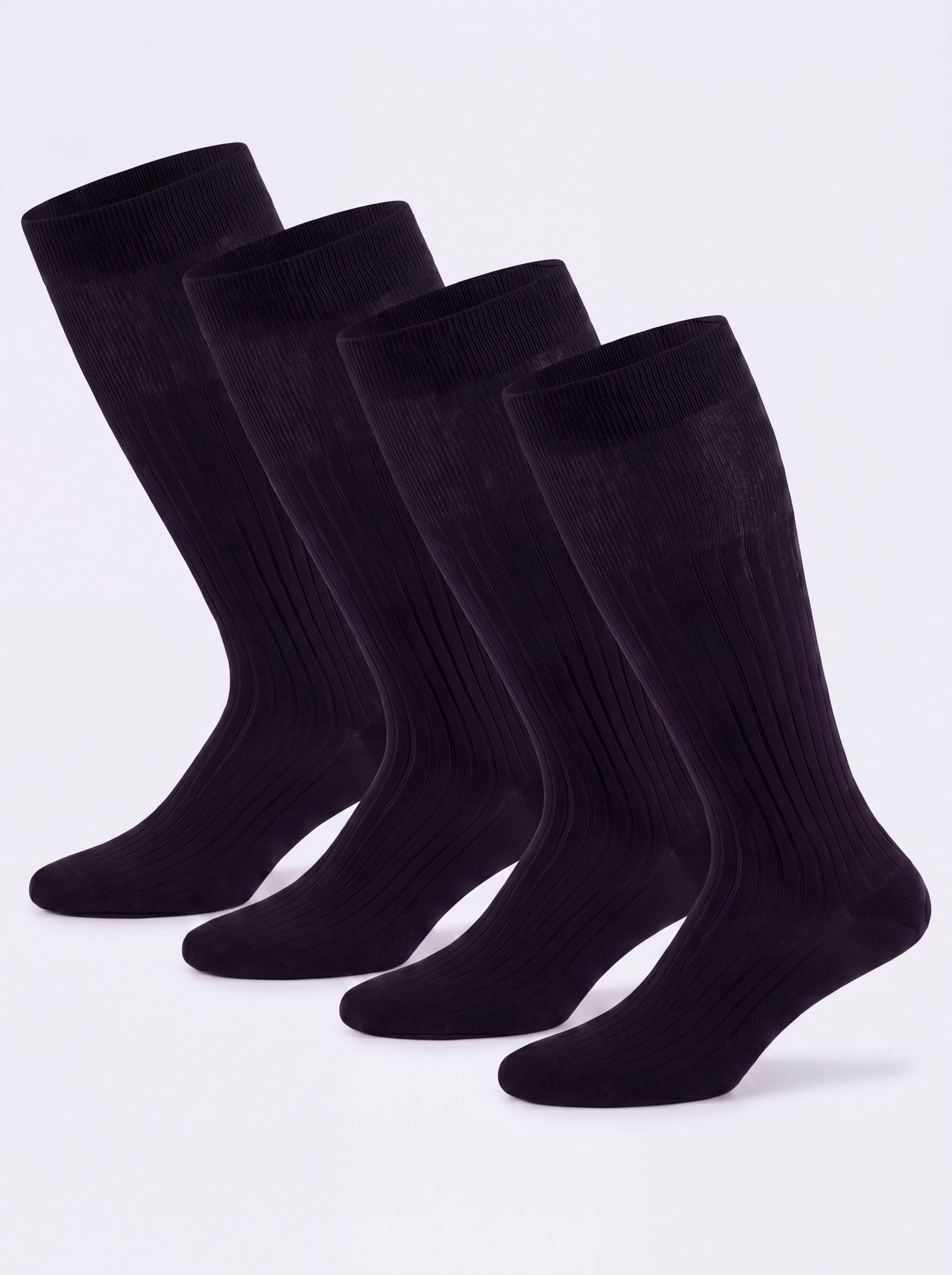 Ciocca Gift box 4 Pairs Long Ribbed Lisle Cotton Socks - Made in Italy - Image 1