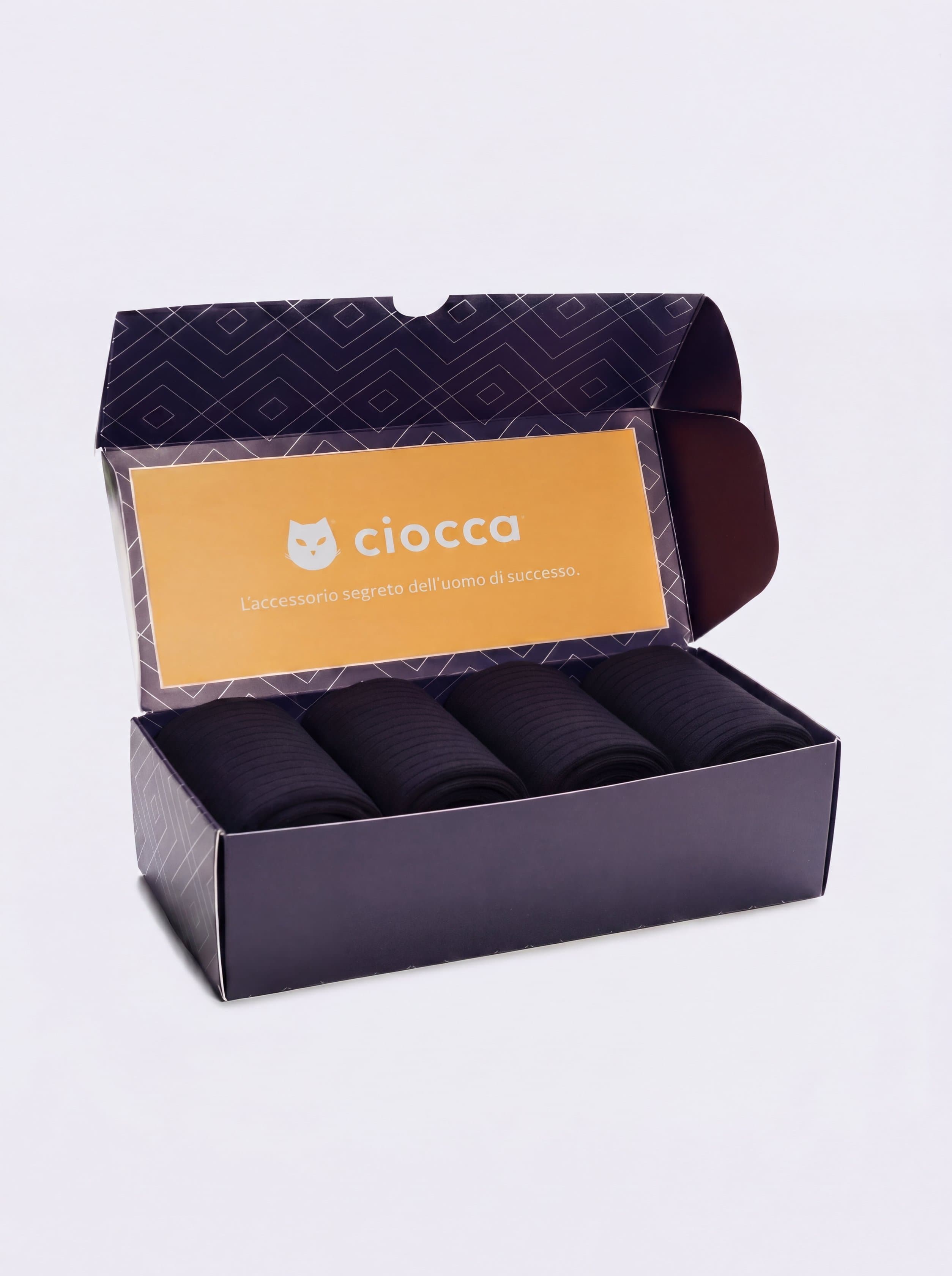 Ciocca Gift box 4 Pairs Long Ribbed Lisle Cotton Socks - Made in Italy - Image 2