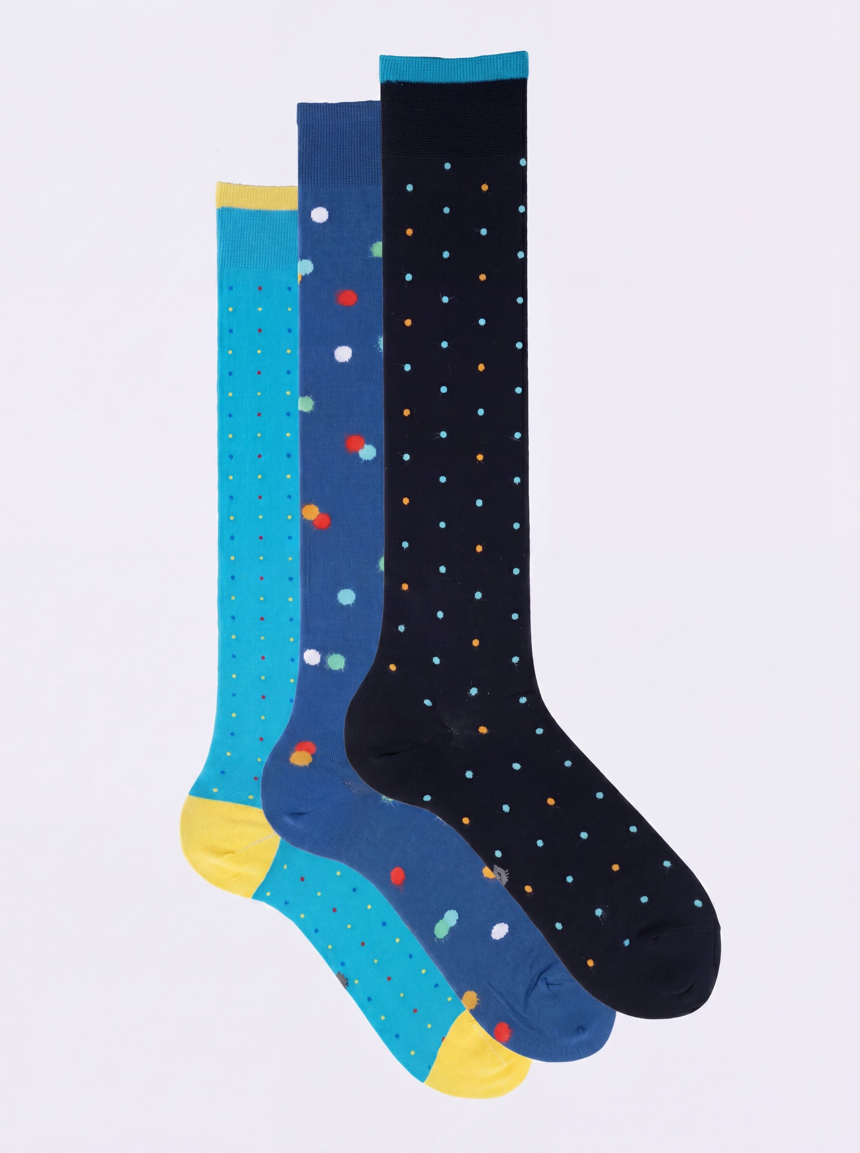 Gift box 3 Pairs Long Cotton Socks Polka dot Pattern - Image 1