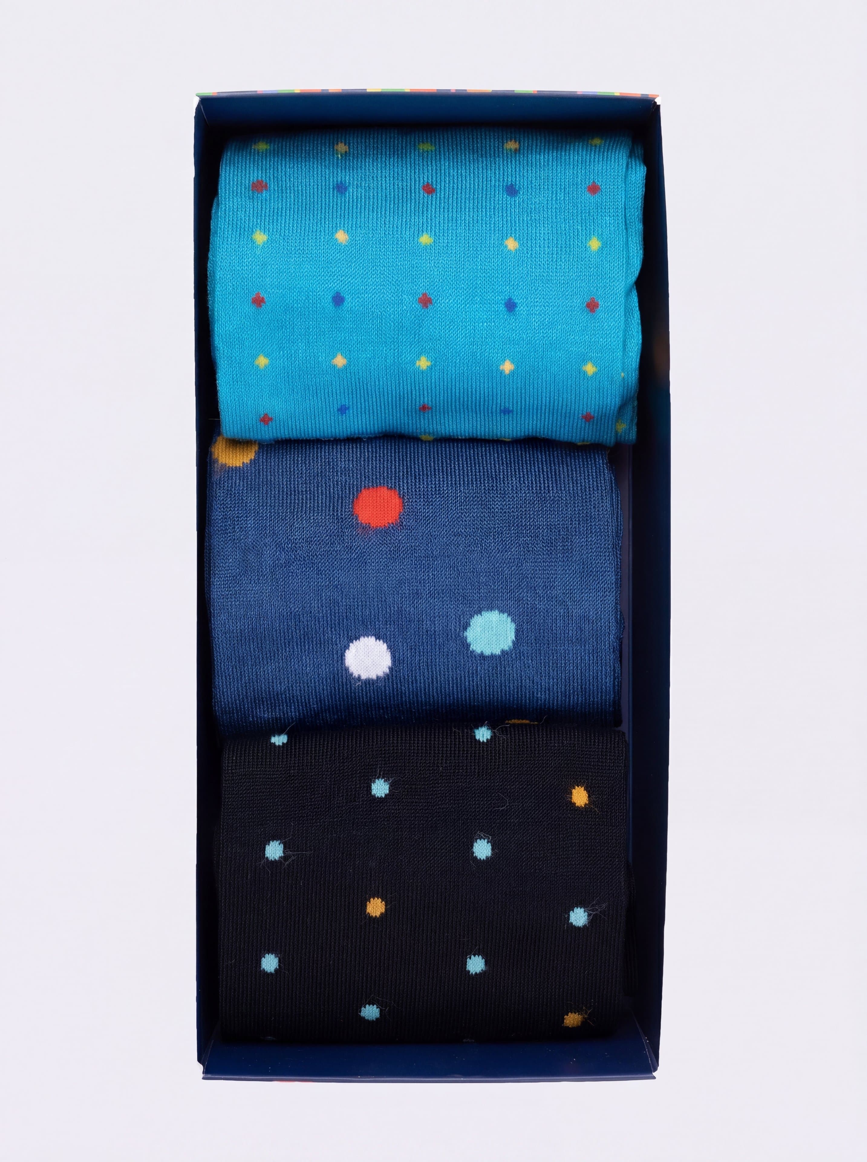 Gift box 3 Pairs Long Cotton Socks Polka dot Pattern - Image 2
