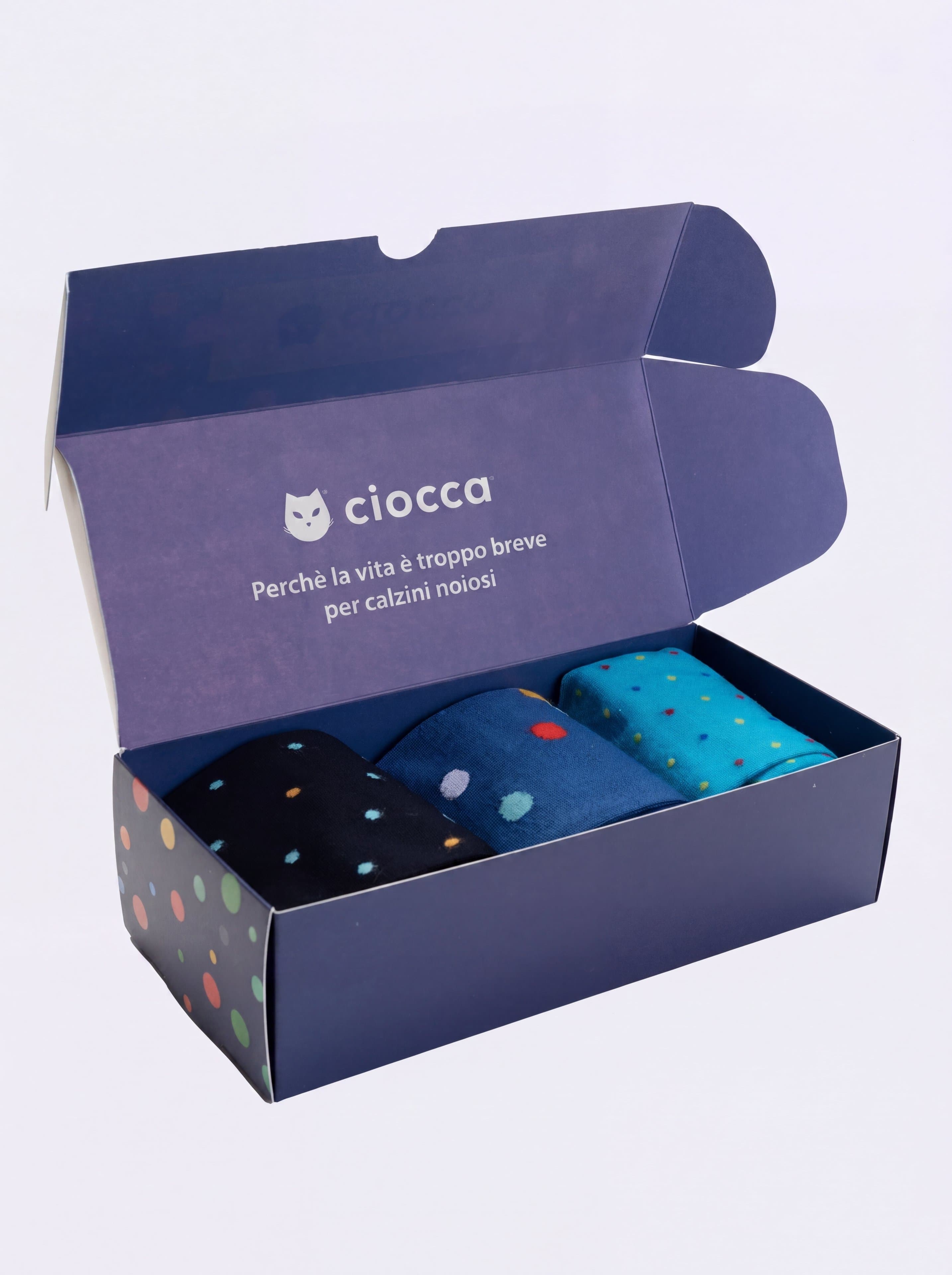 Gift box 3 Pairs Long Cotton Socks Polka dot Pattern - Image 3