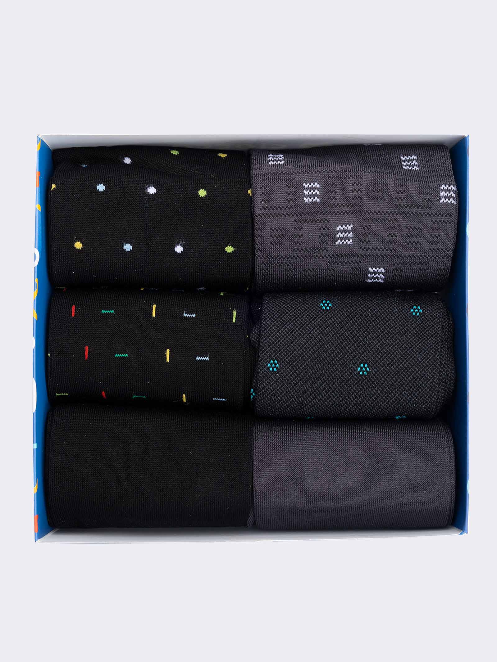 Geschenkpackung 6 Paar Herren Socken aus frischer Baumwolle (Fancy Pois) - Image 2