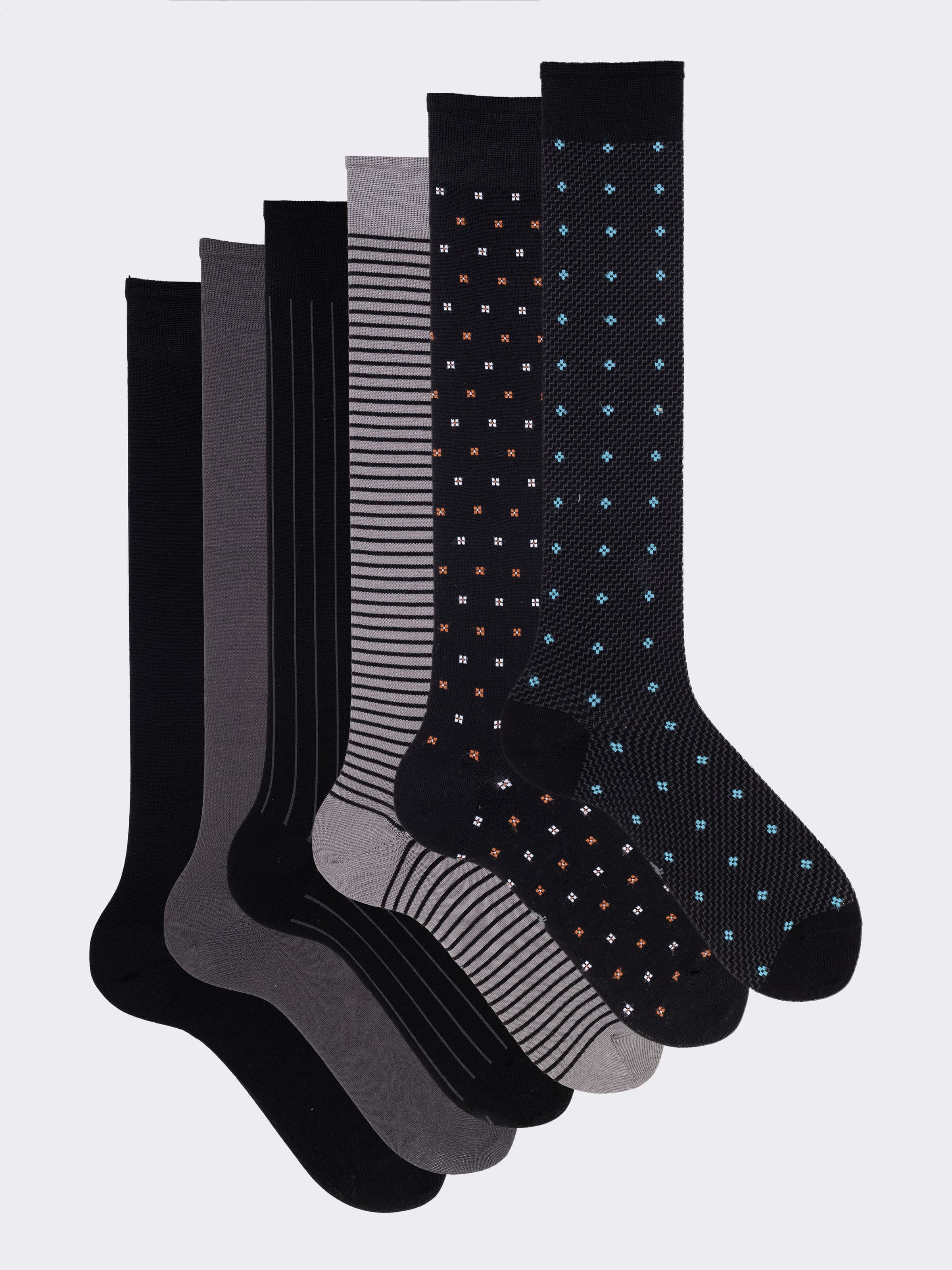 Geschenkbox 6 Paar Herren Lange Socken Elegante Muster - Image 1