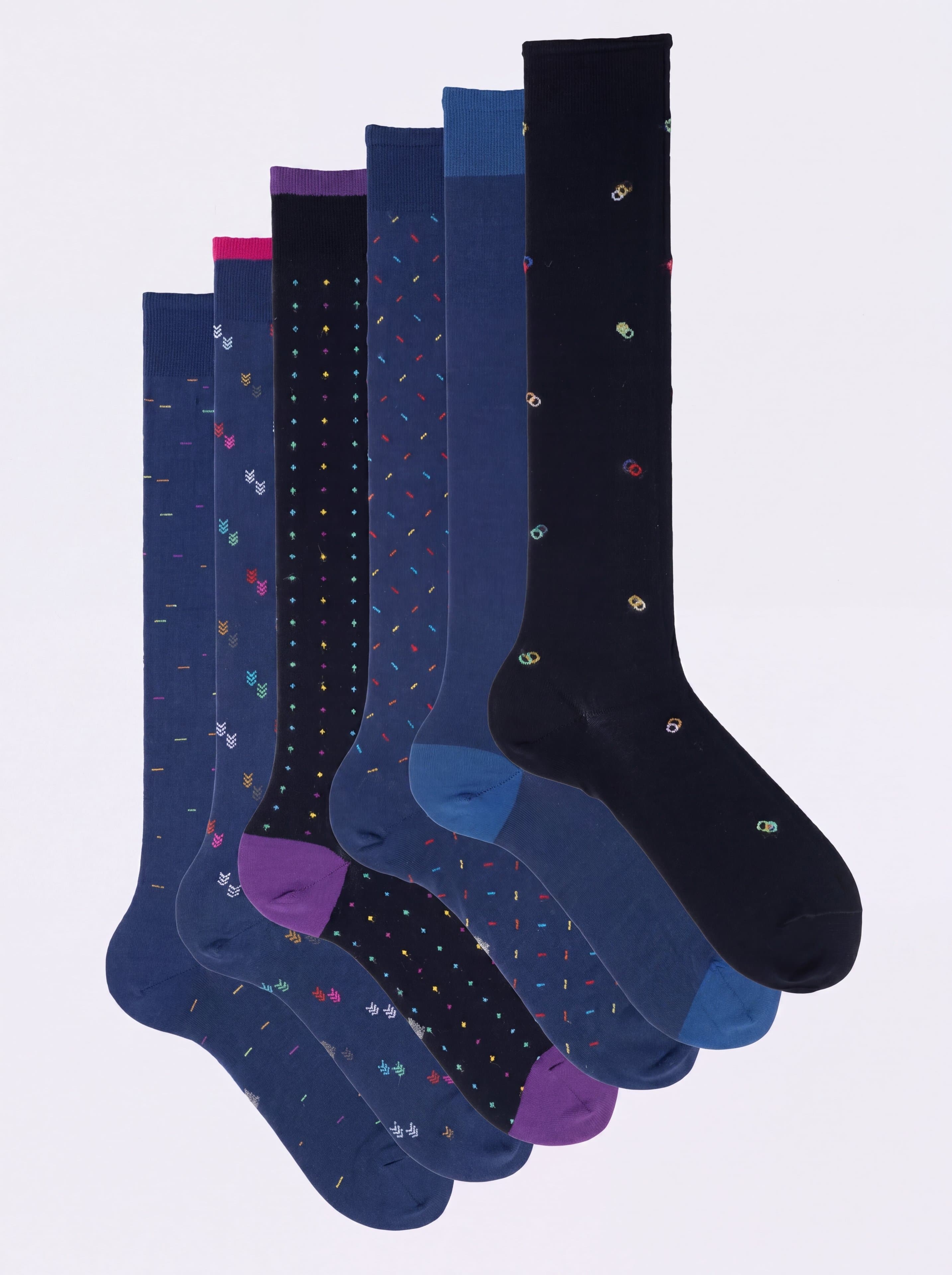 Gift box 6 Pairs Men's Long Fancy Socks Elegant mix - Image 1