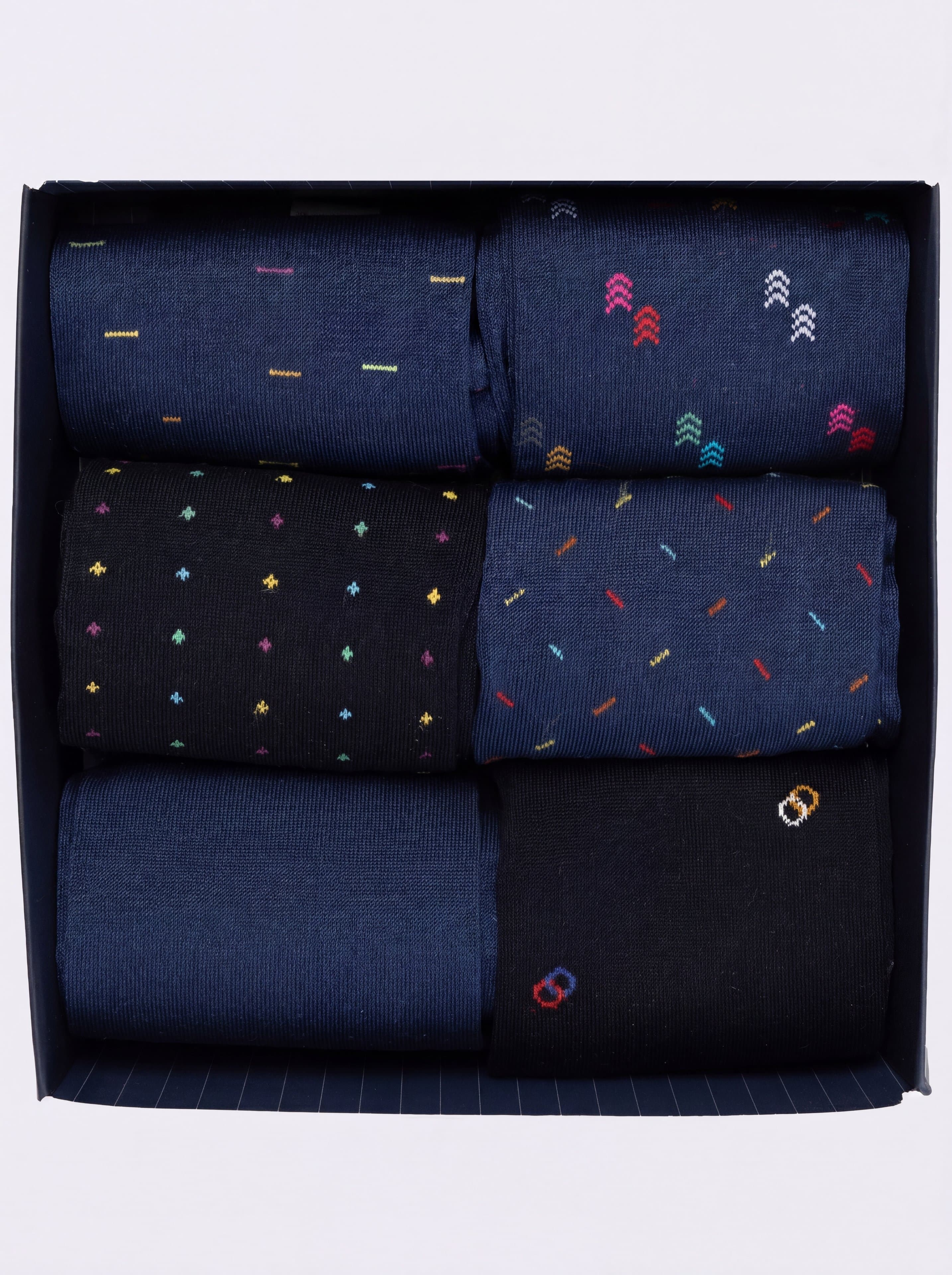 Gift box 6 Pairs Men's Long Fancy Socks Elegant mix - Image 3