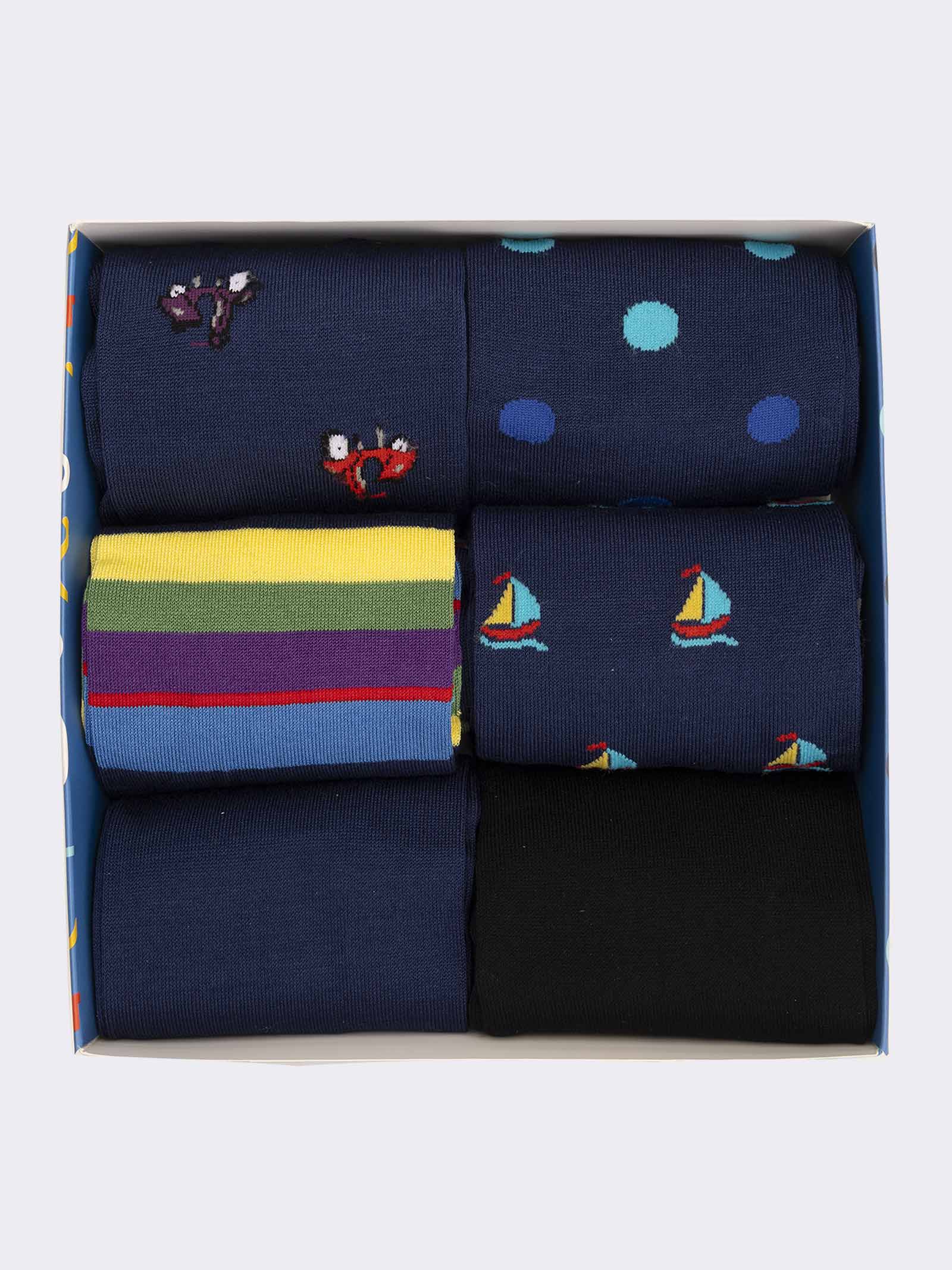 Geschenkbox 6 Paar Herren-Kniestrümpfe Gemusterter mix aus Kühlender Baumwolle - Image 2