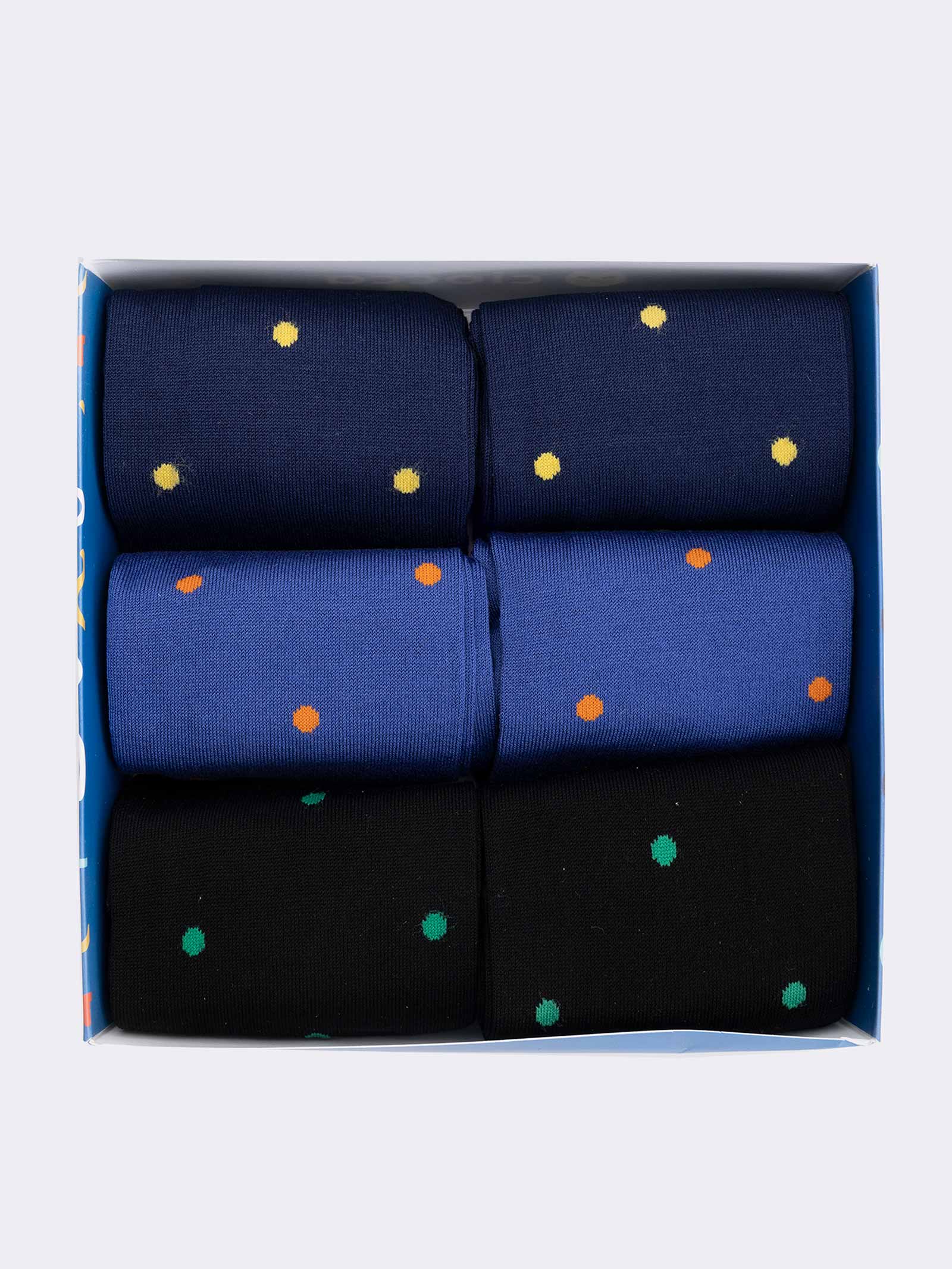 Geschenkpackung 6 Paar Herren Socken aus frischer Baumwolle (Fancy Pois) - Image 2