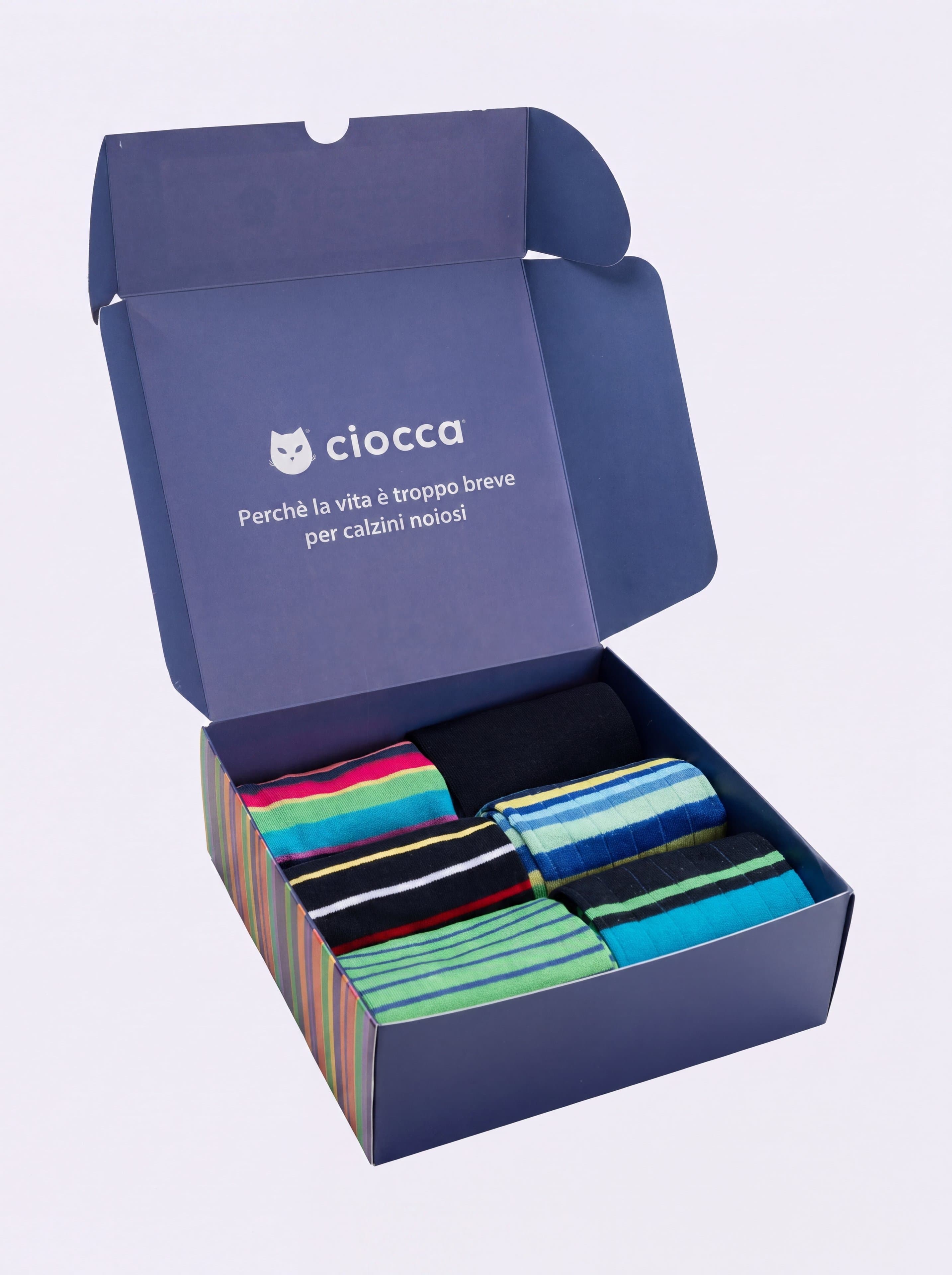 Gift box 6 Pairs Men's Long Patterned Cotton Socks mix - Image 2