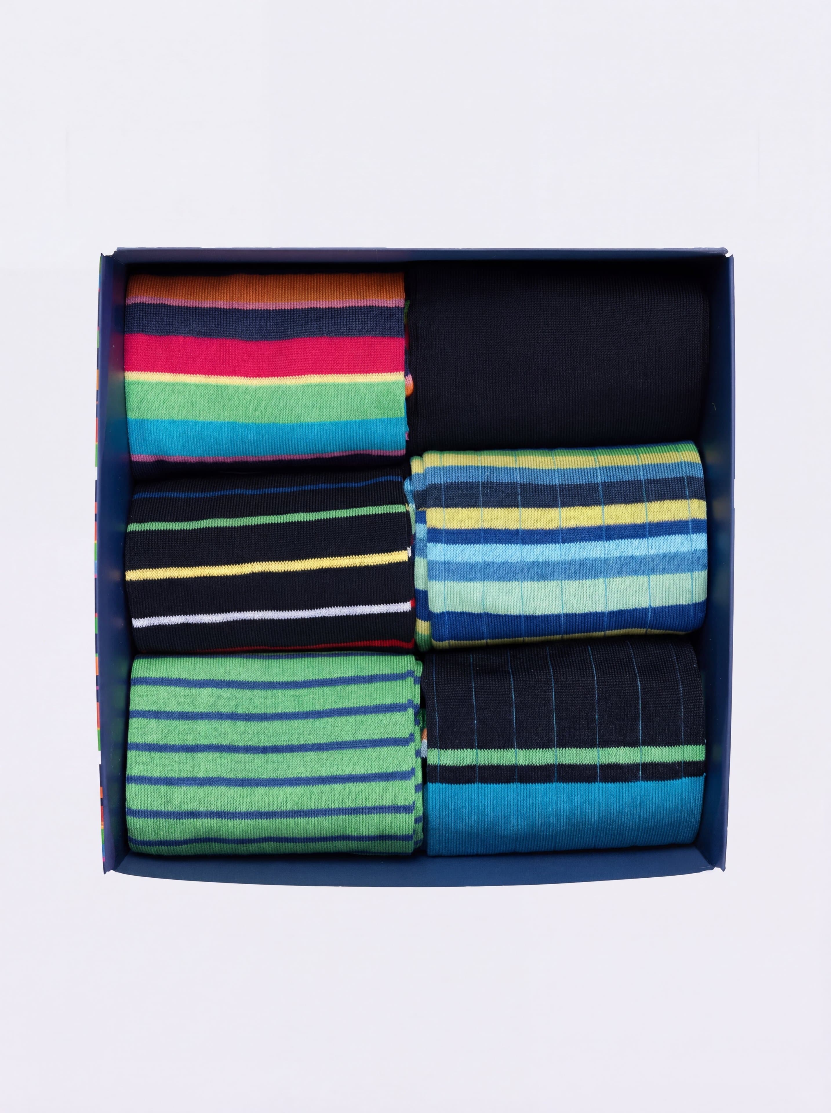 Gift box 6 Pairs Men's Long Patterned Cotton Socks mix - Image 3