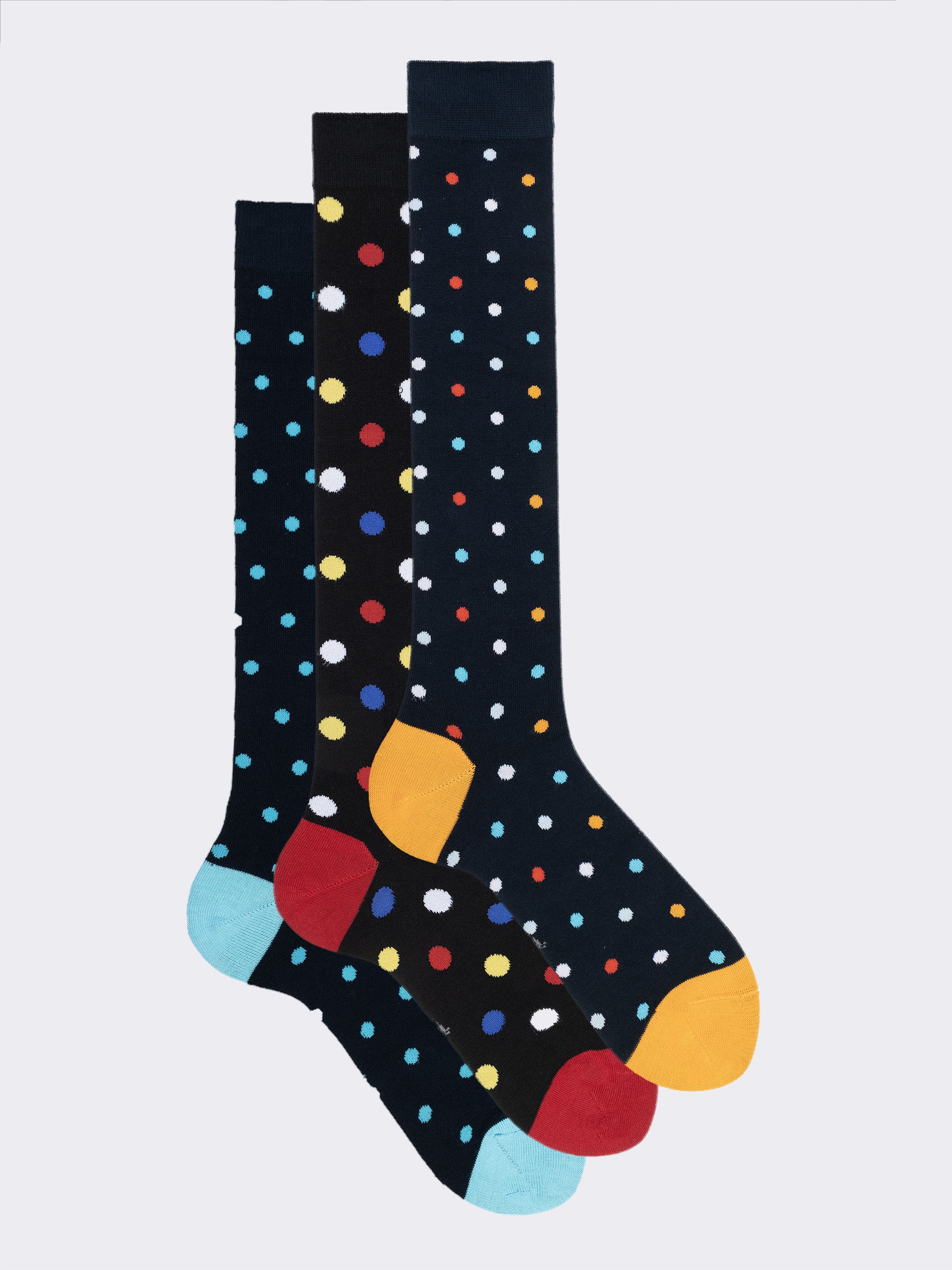 Men's Long Socks 3-Pack Polka dot Pattern - Gift box - Image 1