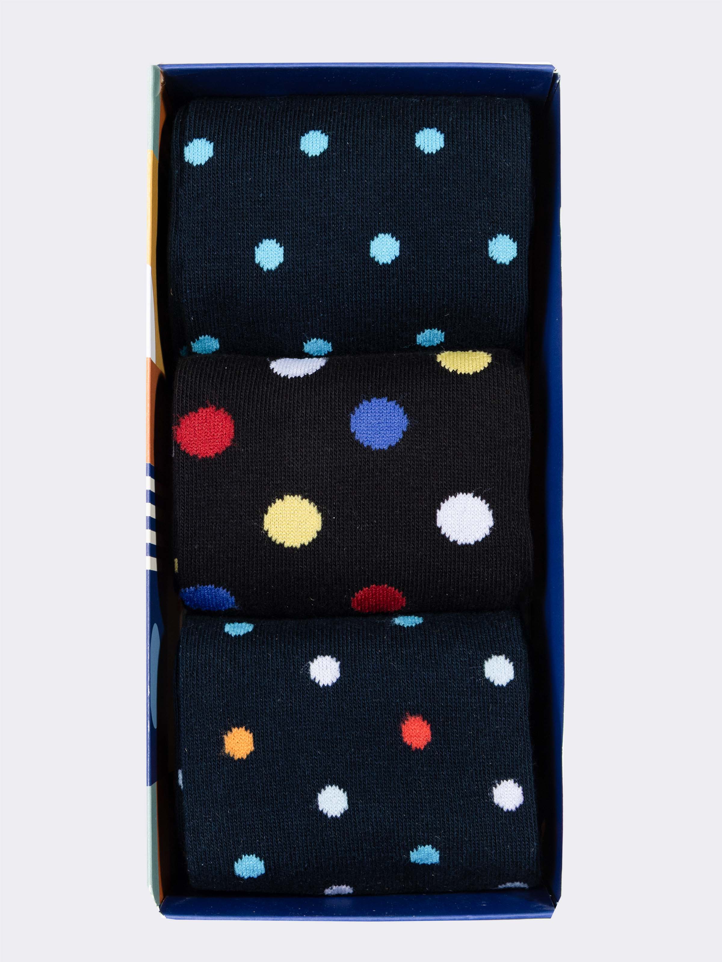 Men's Long Socks 3-Pack Polka dot Pattern - Gift box - Image 2