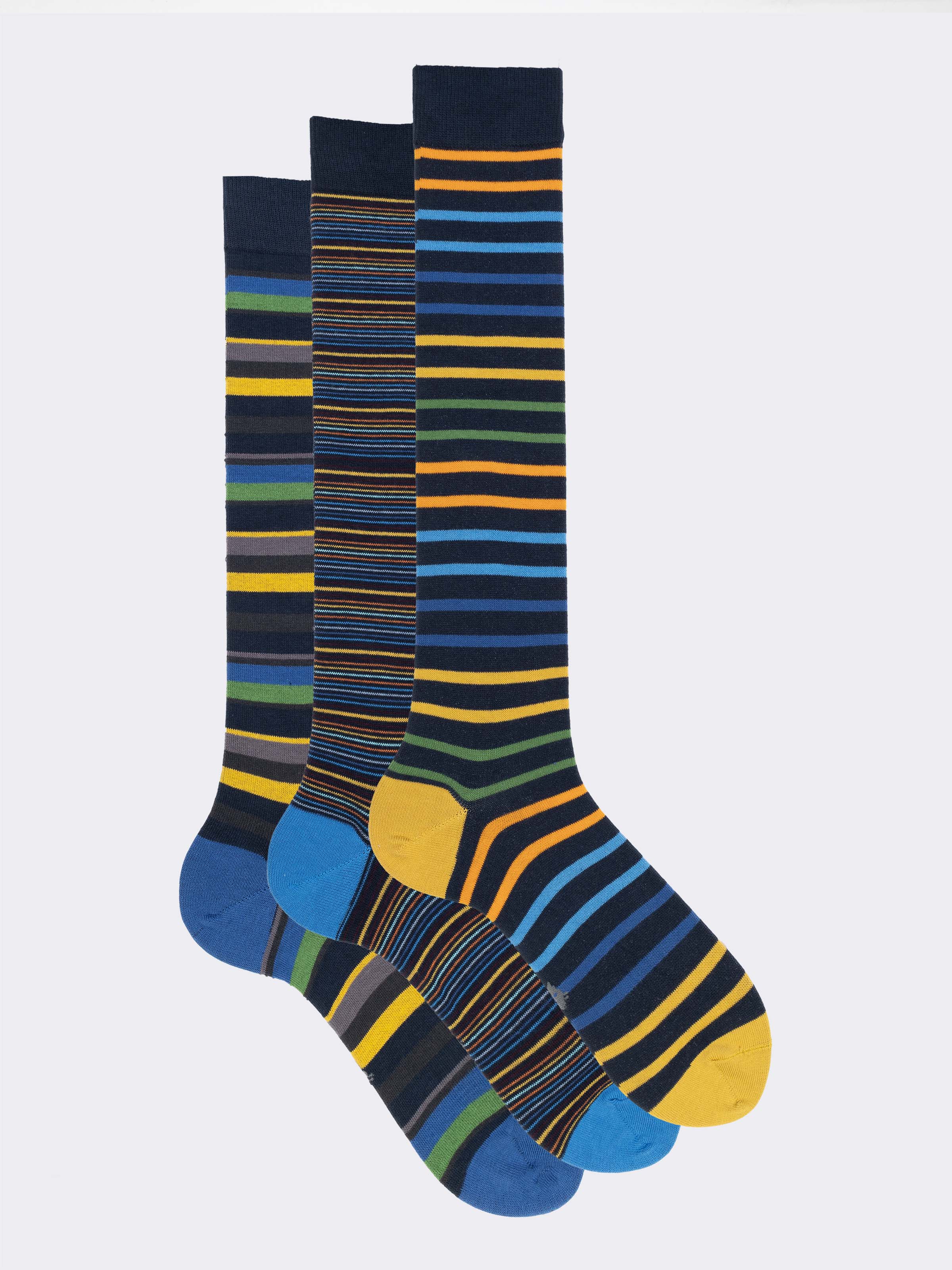 Coffret Cadeau Chaussettes Longues Homme Coton, 3 Paires Rayées - Image 1