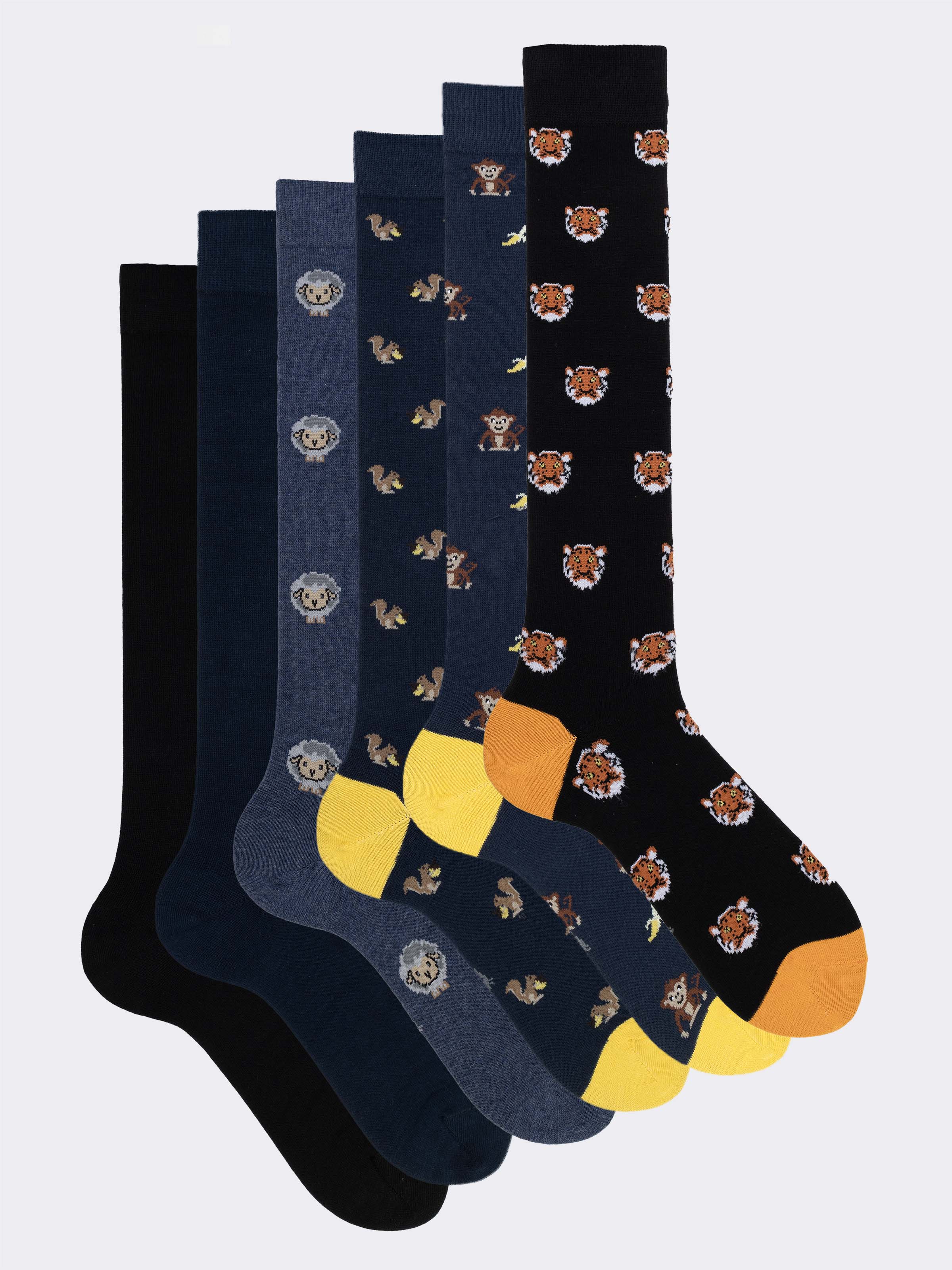 Men's Cotton Socks Gift box - 6 Pairs with Animal Patterns - Image 1