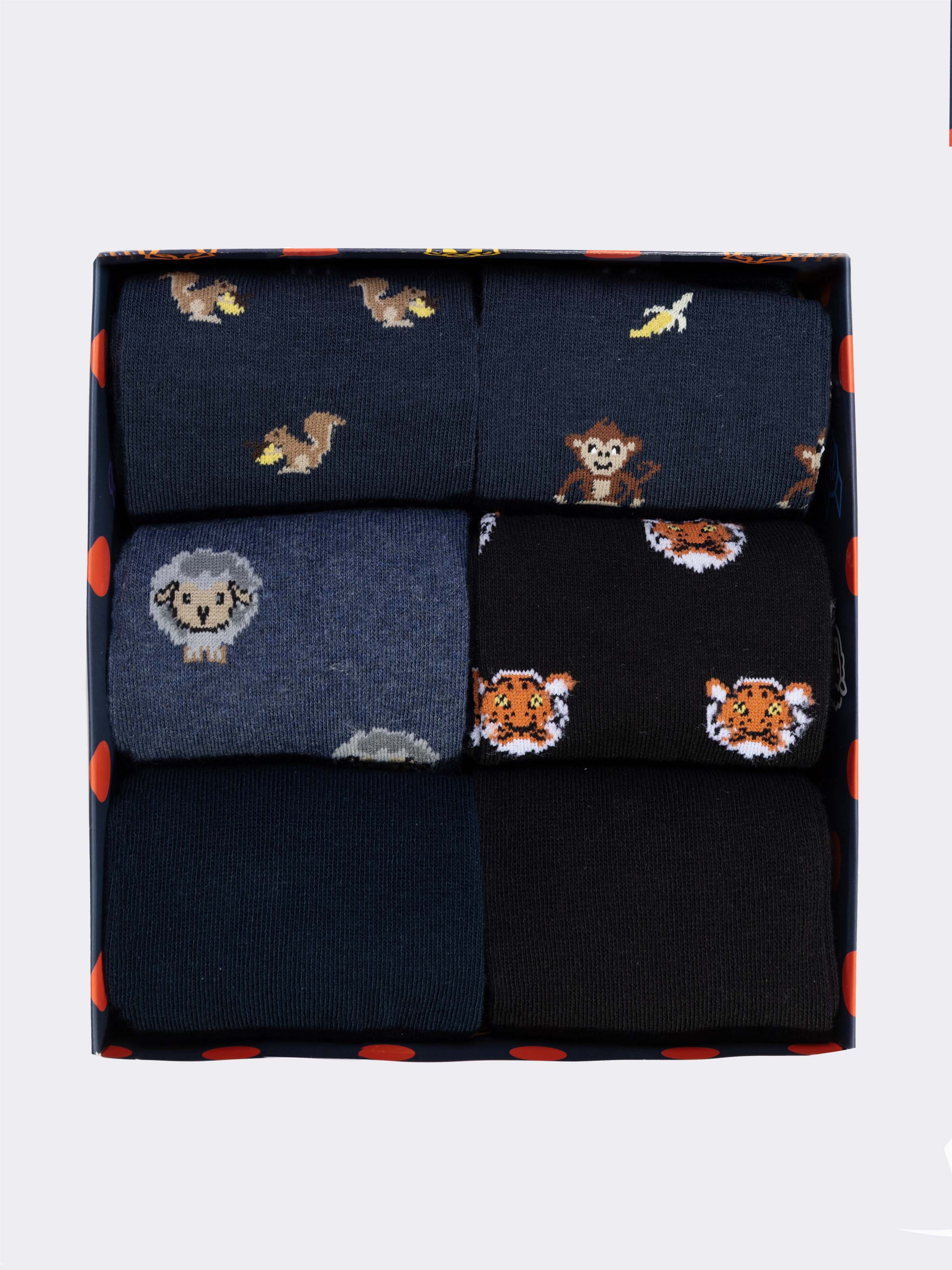 Men's Cotton Socks Gift box - 6 Pairs with Animal Patterns - Image 2