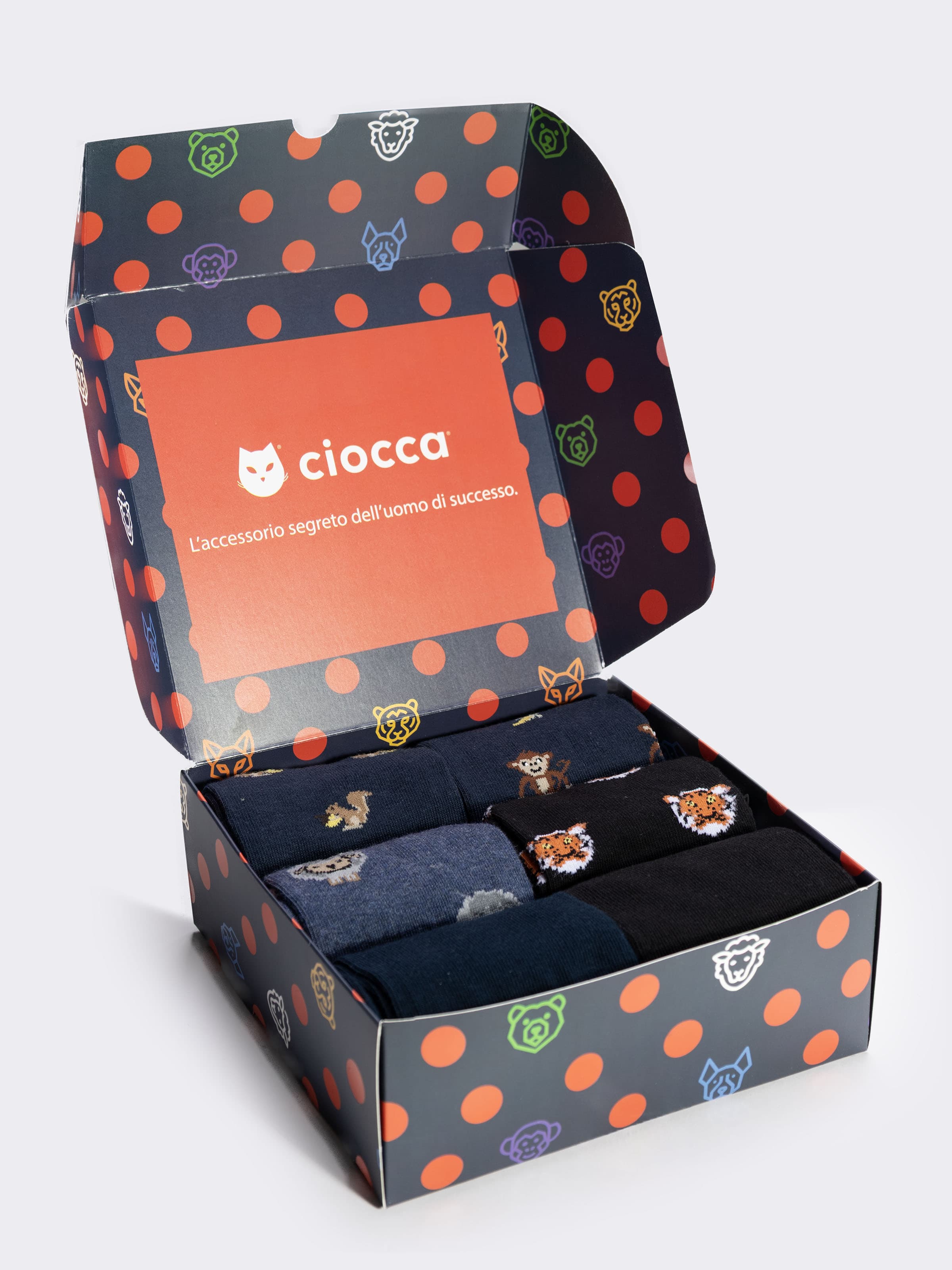 Men's Cotton Socks Gift box - 6 Pairs with Animal Patterns - Image 3