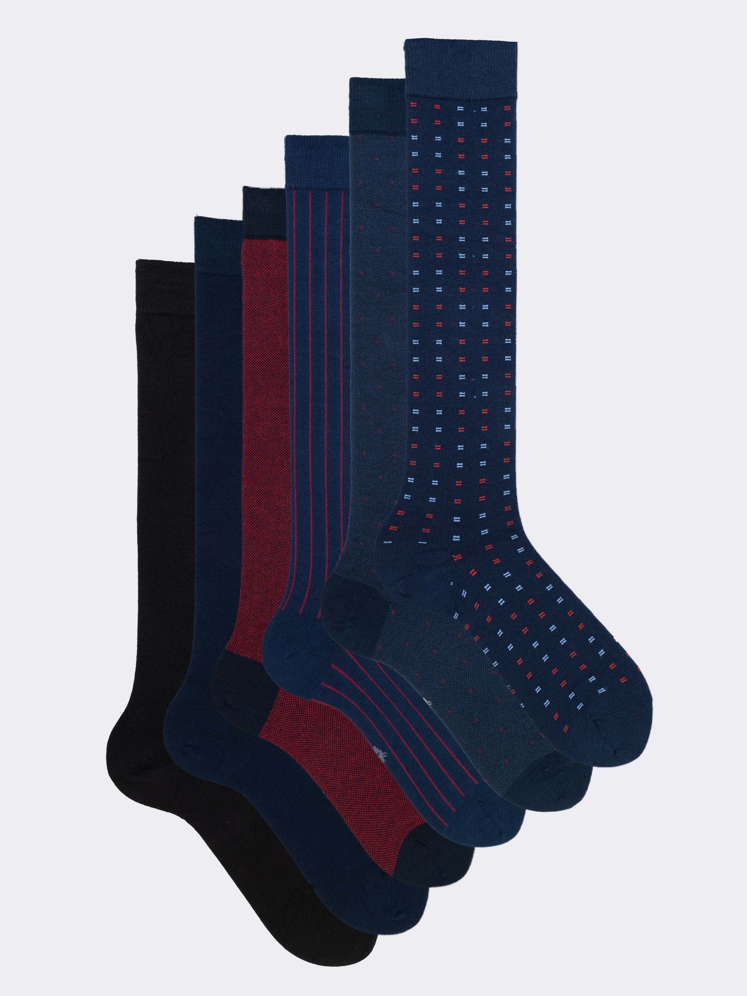 Men's Cotton Socks Gift box - 6 Pairs Classic Geometric Patterns - Image 1