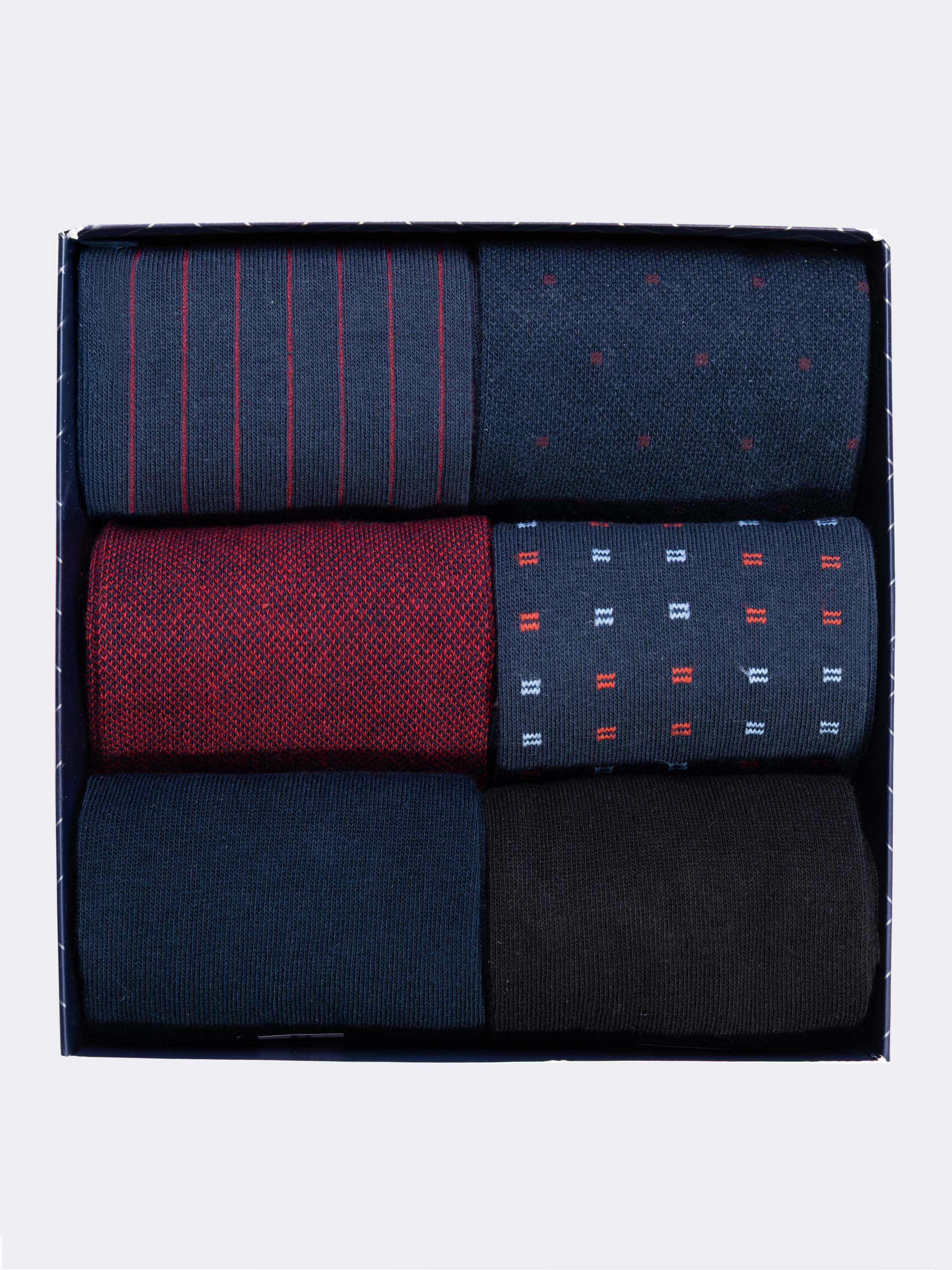 Men's Cotton Socks Gift box - 6 Pairs Classic Geometric Patterns - Image 2