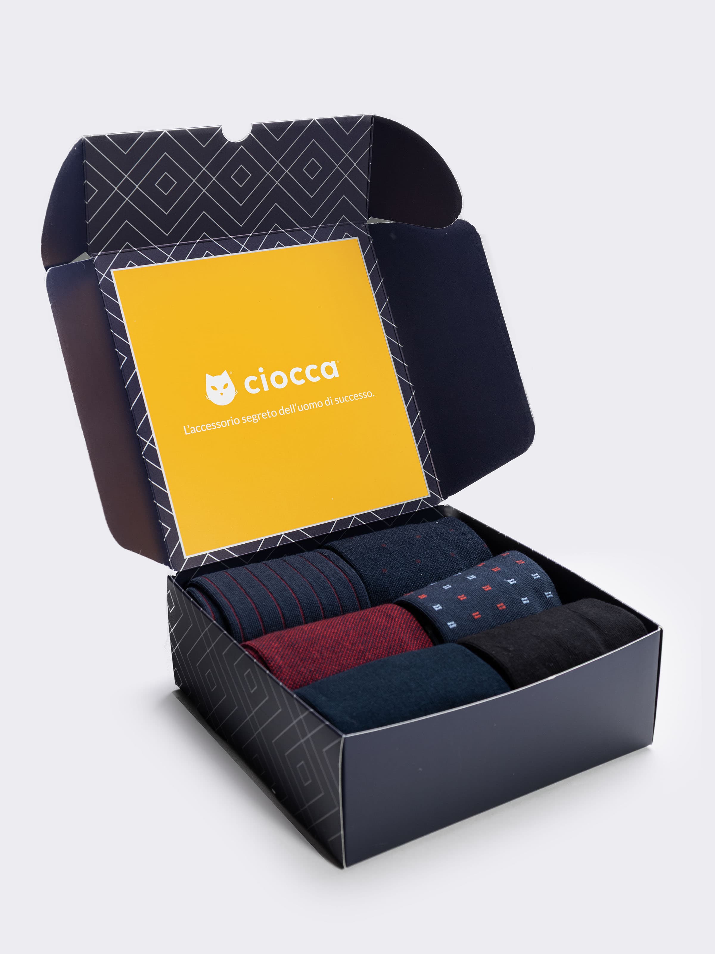 Men's Cotton Socks Gift box - 6 Pairs Classic Geometric Patterns - Image 3