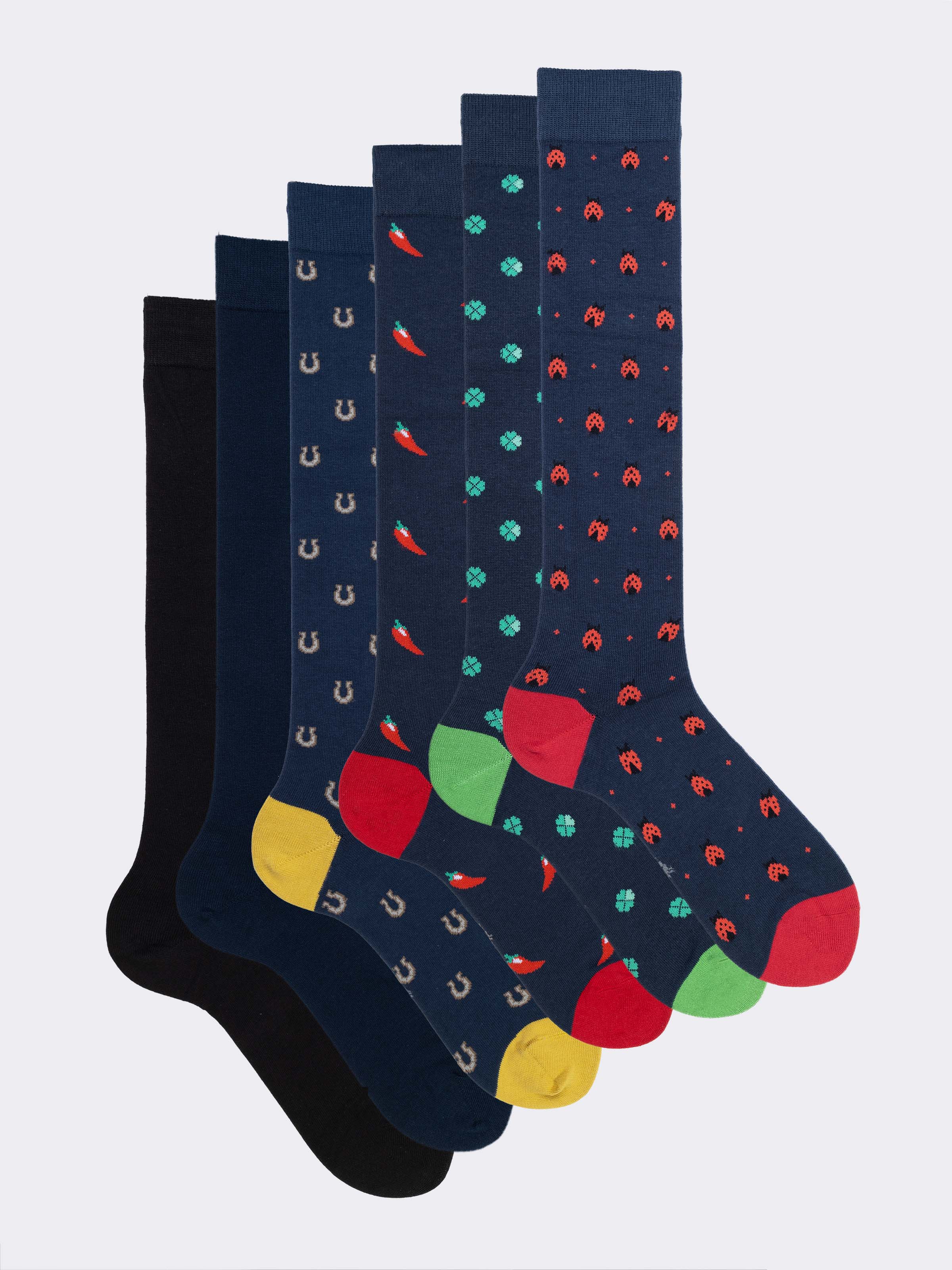 Geschenkbox Glücksbringer Herrensocken - 6 Paar aus warmem Baumwollmaterial - Image 1