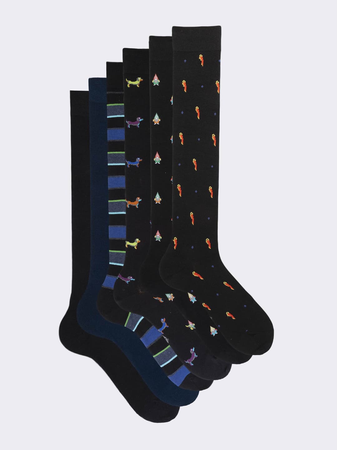 Scatola Regalo Calze Uomo in Cotone Caldo, 6 Paia Fantasia mix