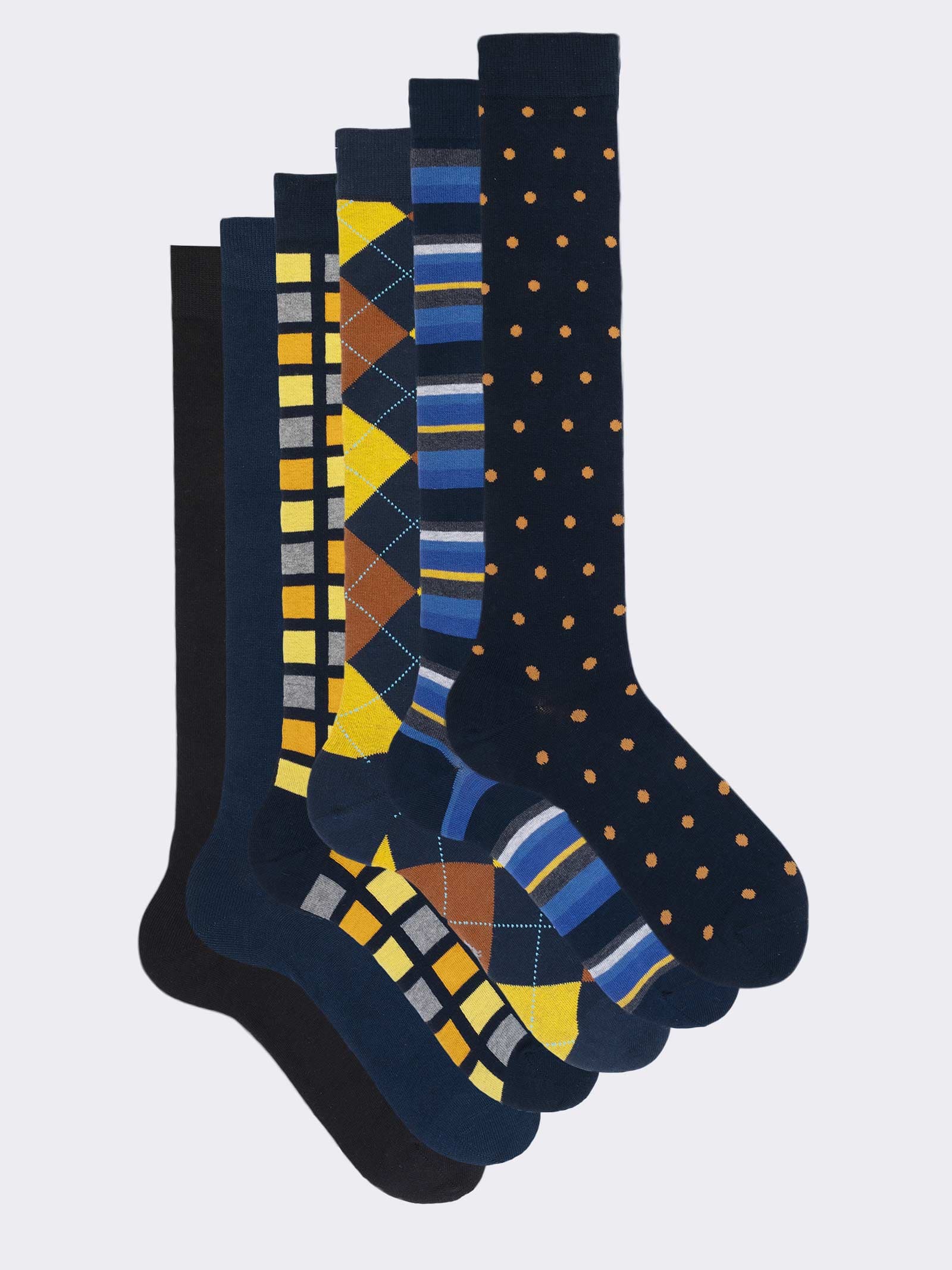 Caja de Regalo de Calcetines para Hombre en Algodón Caliente, 6 Pares con Diseños Geométricos - Image 1