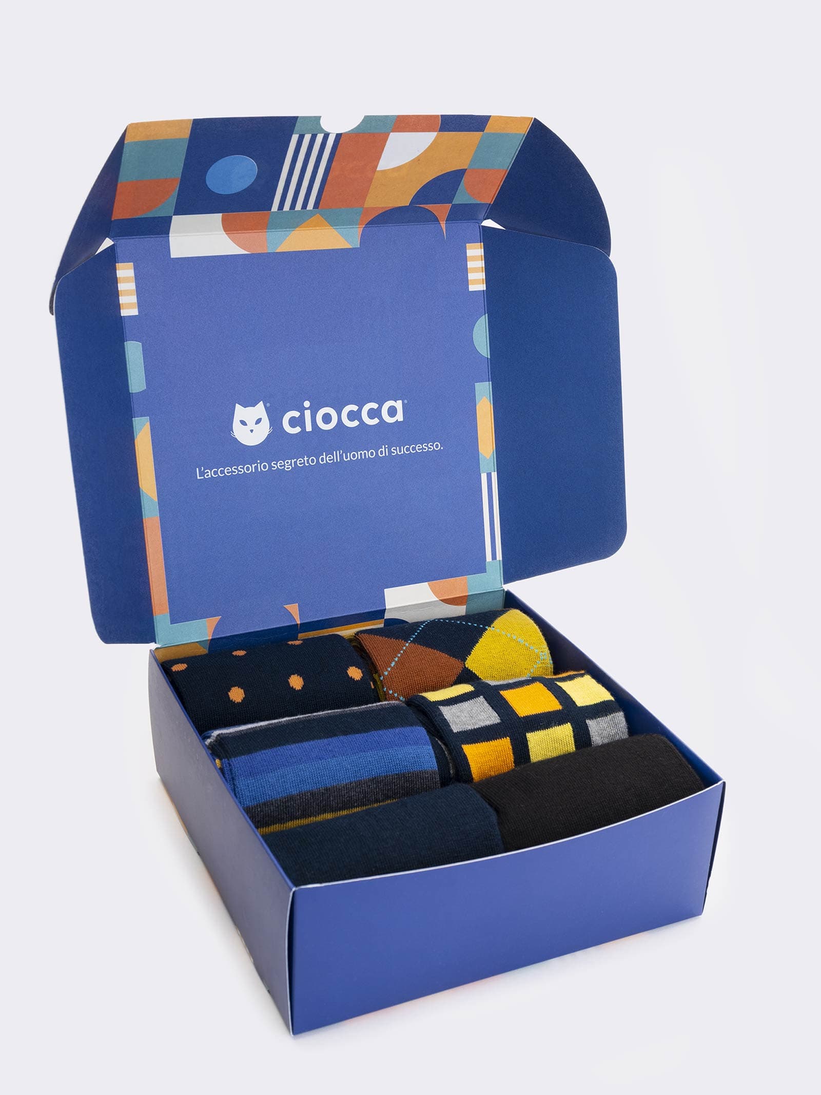Caja de Regalo de Calcetines para Hombre en Algodón Caliente, 6 Pares con Diseños Geométricos - Image 2