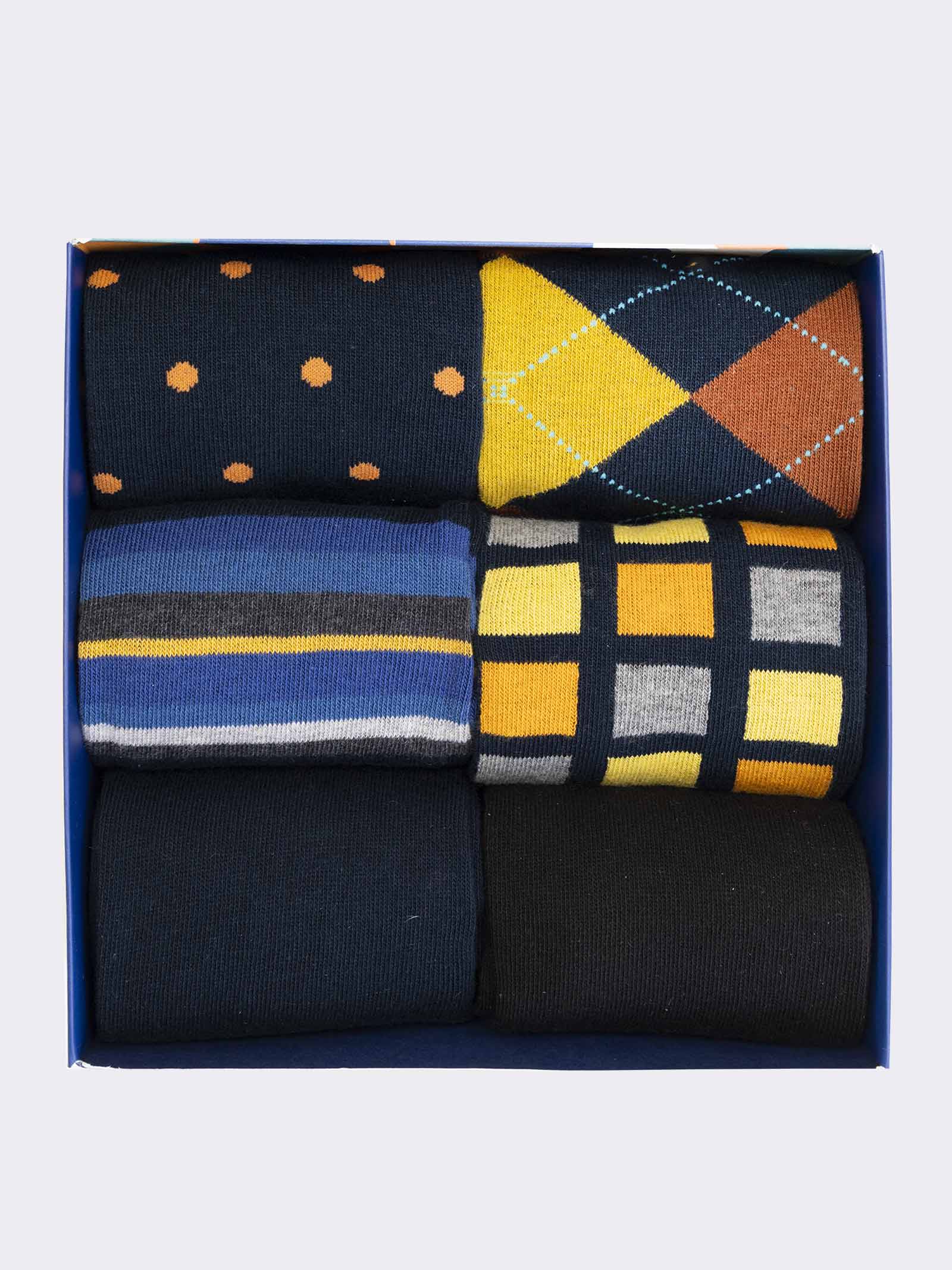 Caja de Regalo de Calcetines para Hombre en Algodón Caliente, 6 Pares con Diseños Geométricos - Image 3