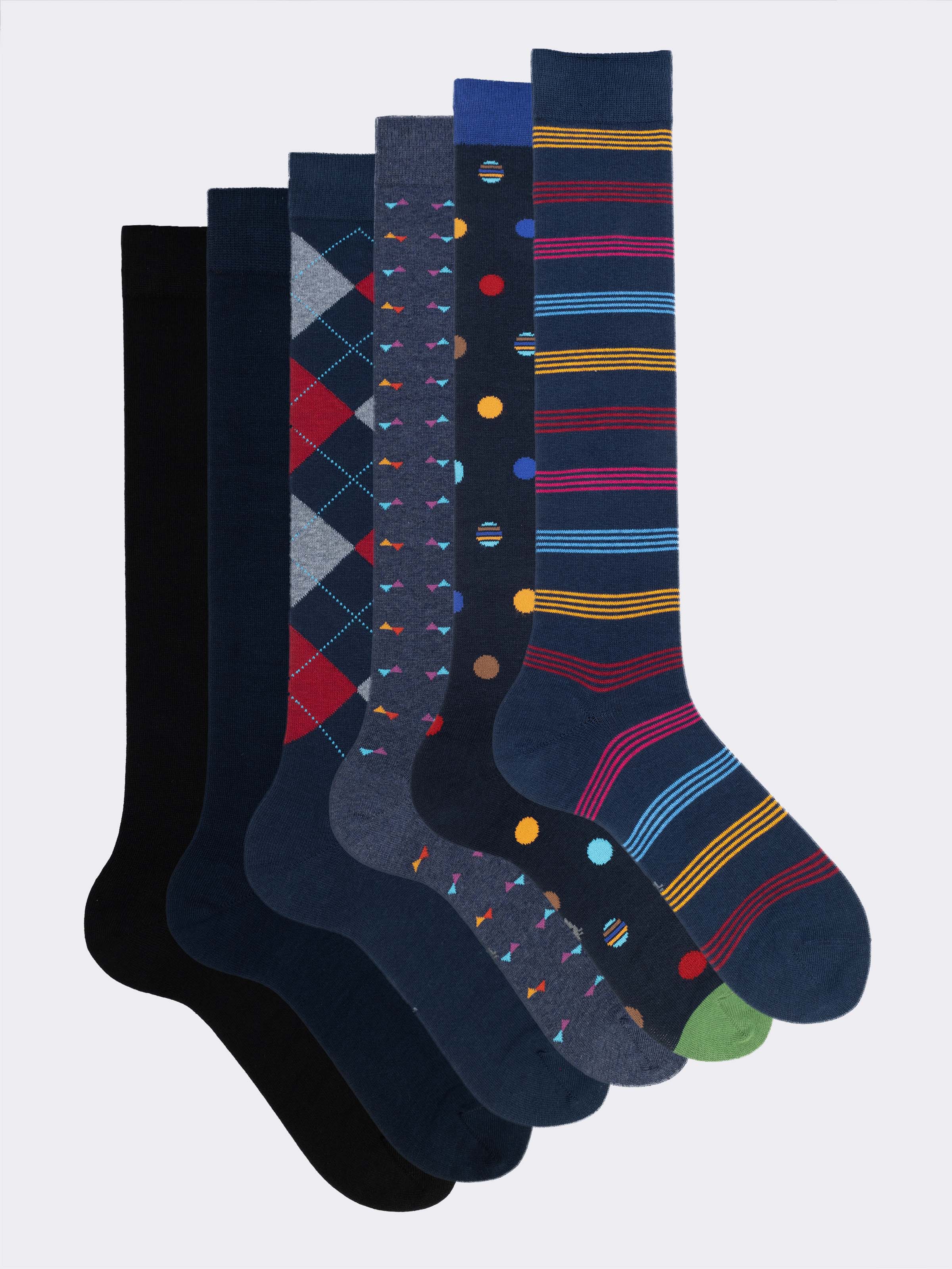 Men's Cotton Socks Gift Box, 6 Pairs Mixed Patterns Winter set - Image 1