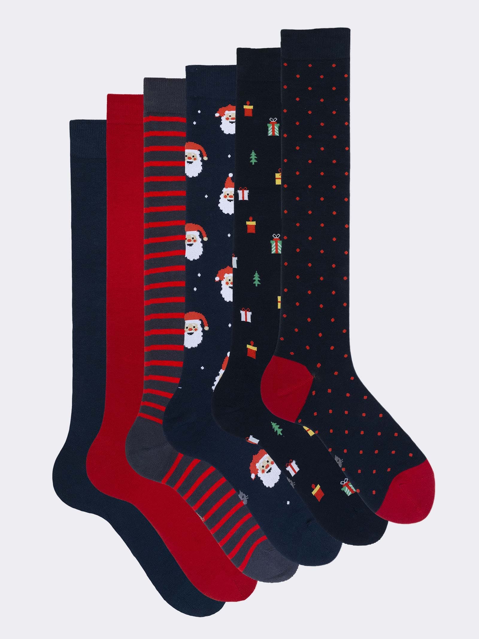 Christmas Gift set 6 Pairs Men's Festive Pattern Warm Cotton Socks - Image 1