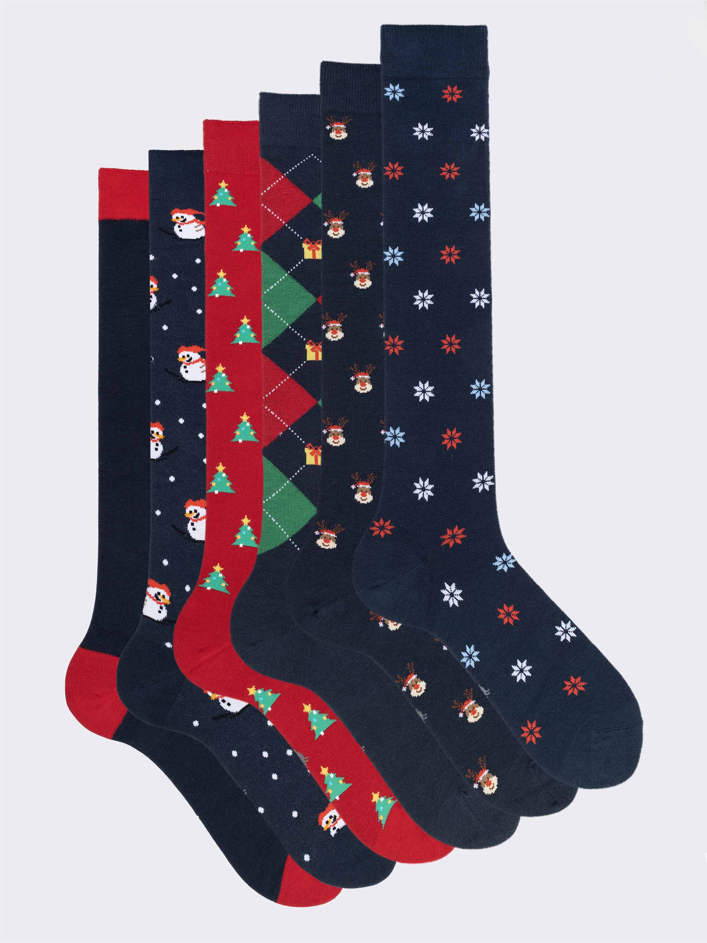 Geschenkbox Herren Baumwollsocken - 6 Paar Weihnachtsmuster - Image 1