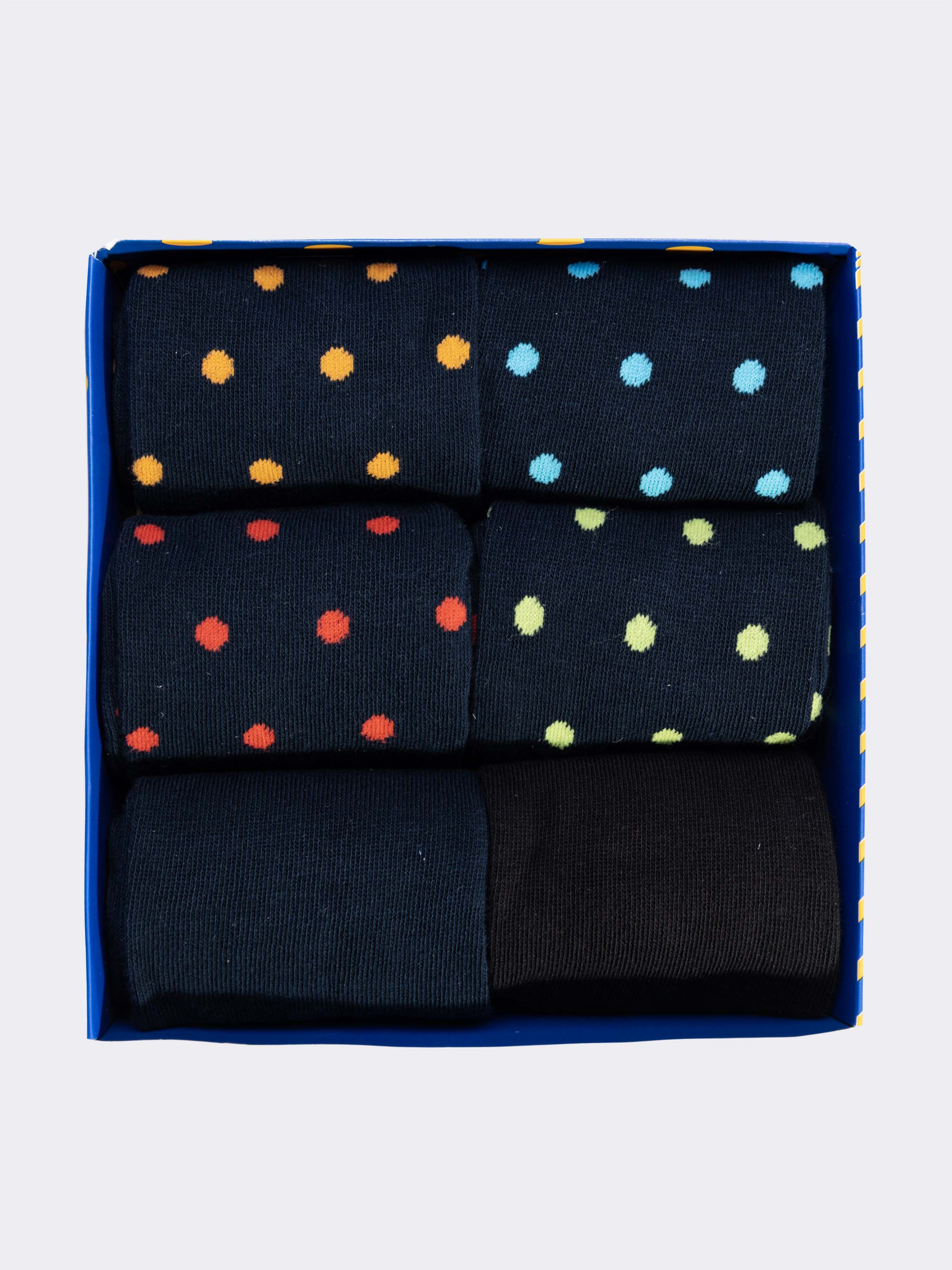Gift box Men's Warm Cotton Socks, 6 Pairs Polka dot Pattern - Image 2