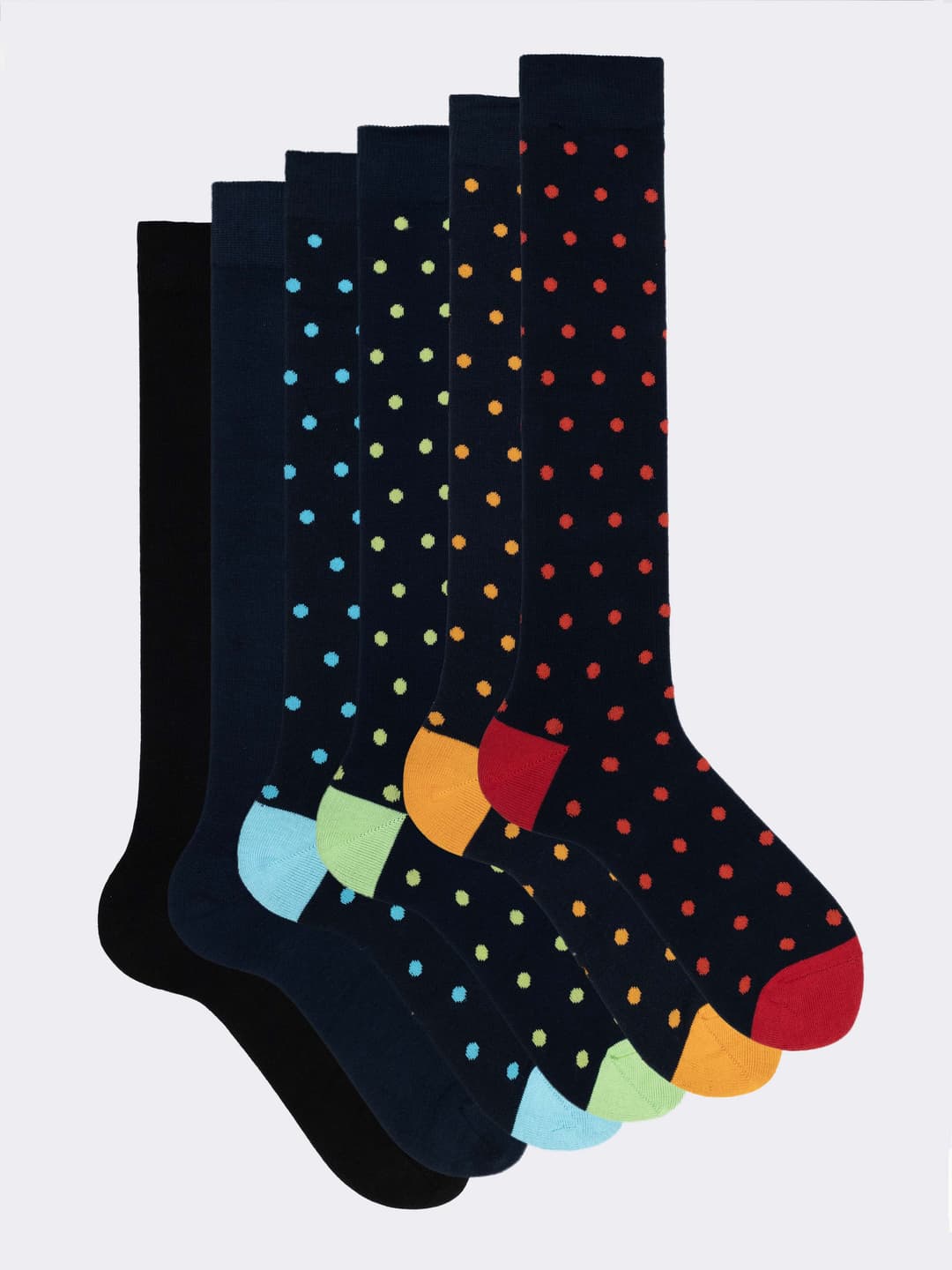 Scatola Regalo Calze Uomo in Cotone Caldo, 6 Paia Fantasia Pois