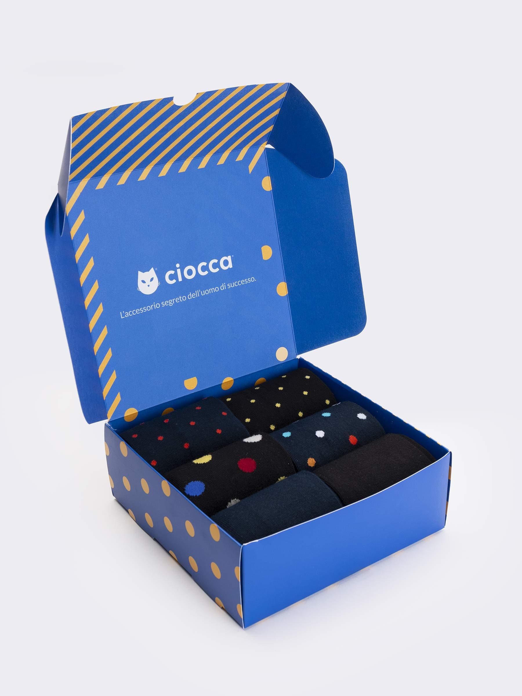 Geschenkbox Herren Socken aus Baumwolle, 6 Paar Polka dot Muster - Image 1