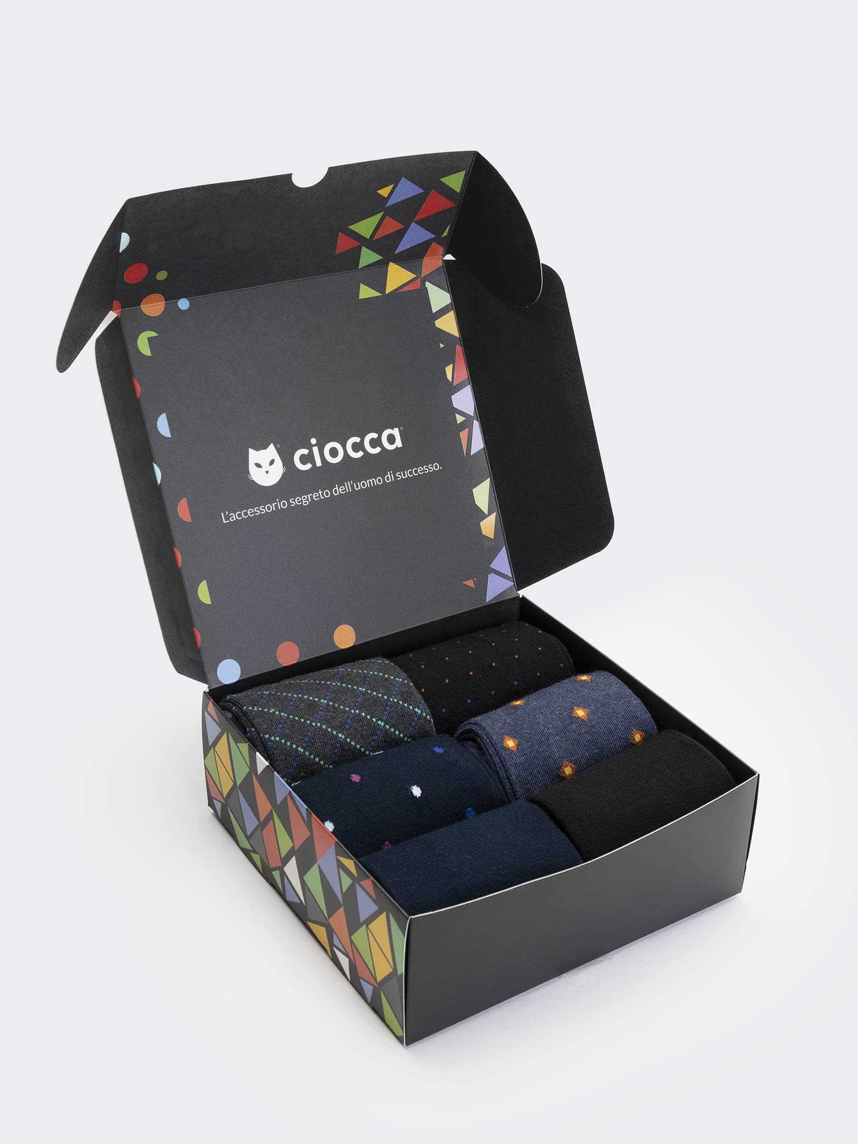Caja de Regalo de Calcetines para Hombre en Algodón Caliente, 6 Pares con diseño clásico de lunares - Image 2