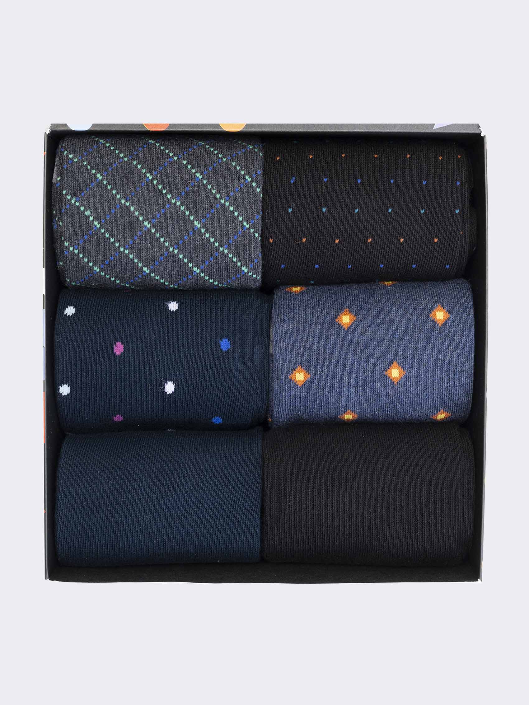 Caja de Regalo de Calcetines para Hombre en Algodón Caliente, 6 Pares con diseño clásico de lunares - Image 3