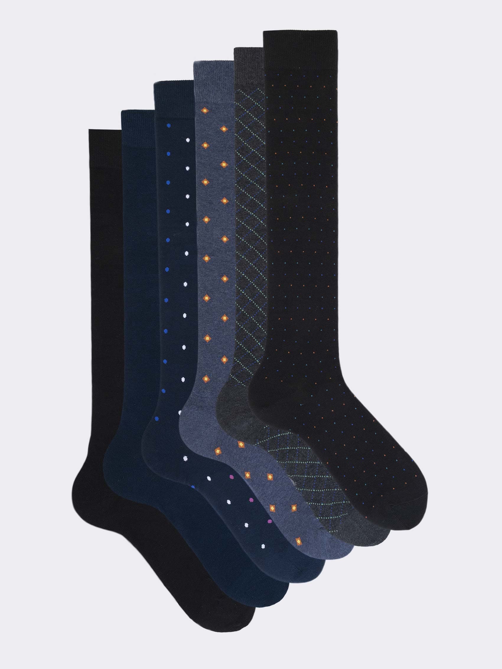 Caja de Regalo de Calcetines para Hombre en Algodón Caliente, 6 Pares con diseño clásico de lunares - Image 1