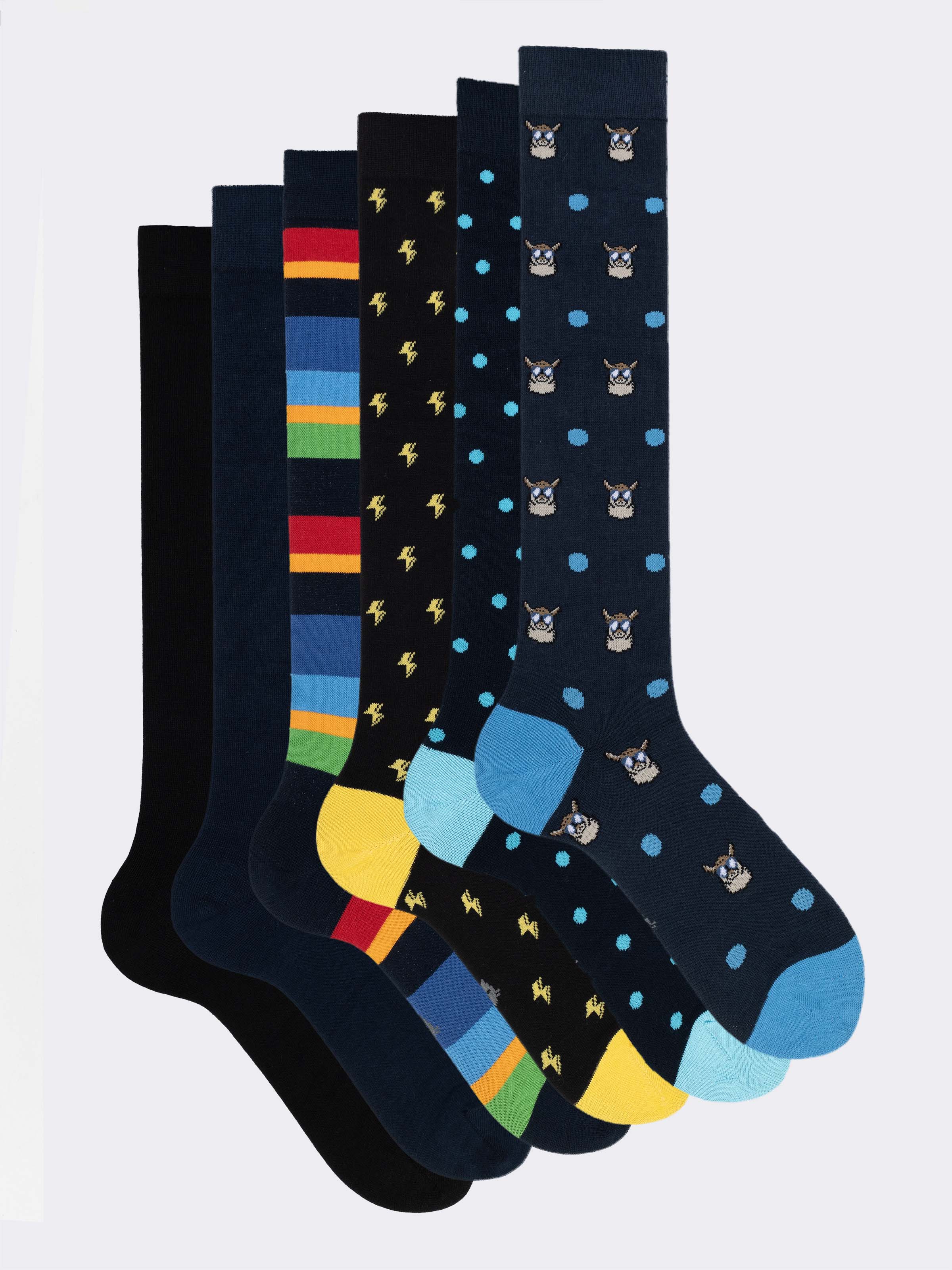 Men's Cotton Socks Gift box - 6 Pairs Mixed Patterns - Image 1