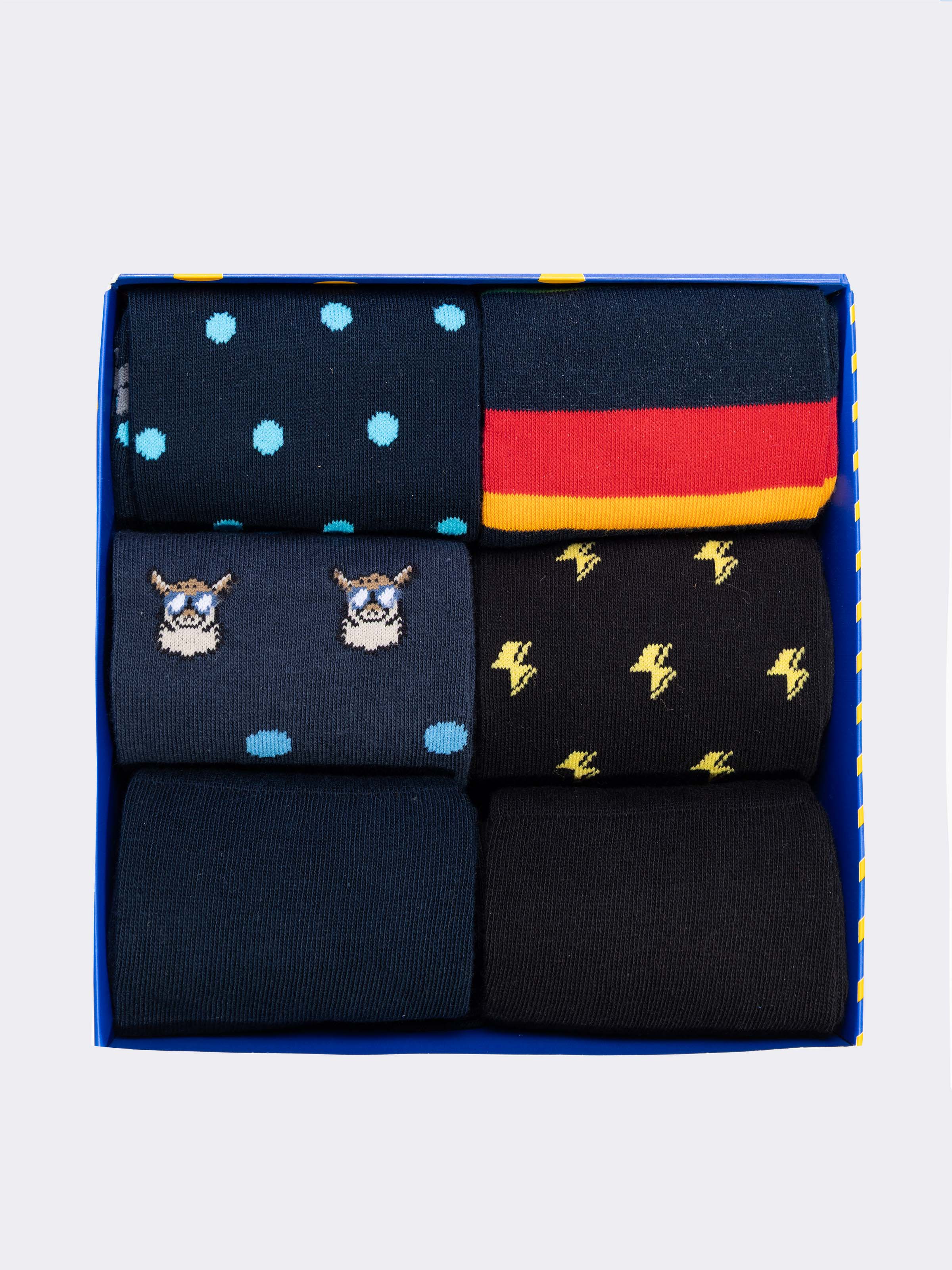 Men's Cotton Socks Gift box - 6 Pairs Mixed Patterns - Image 2