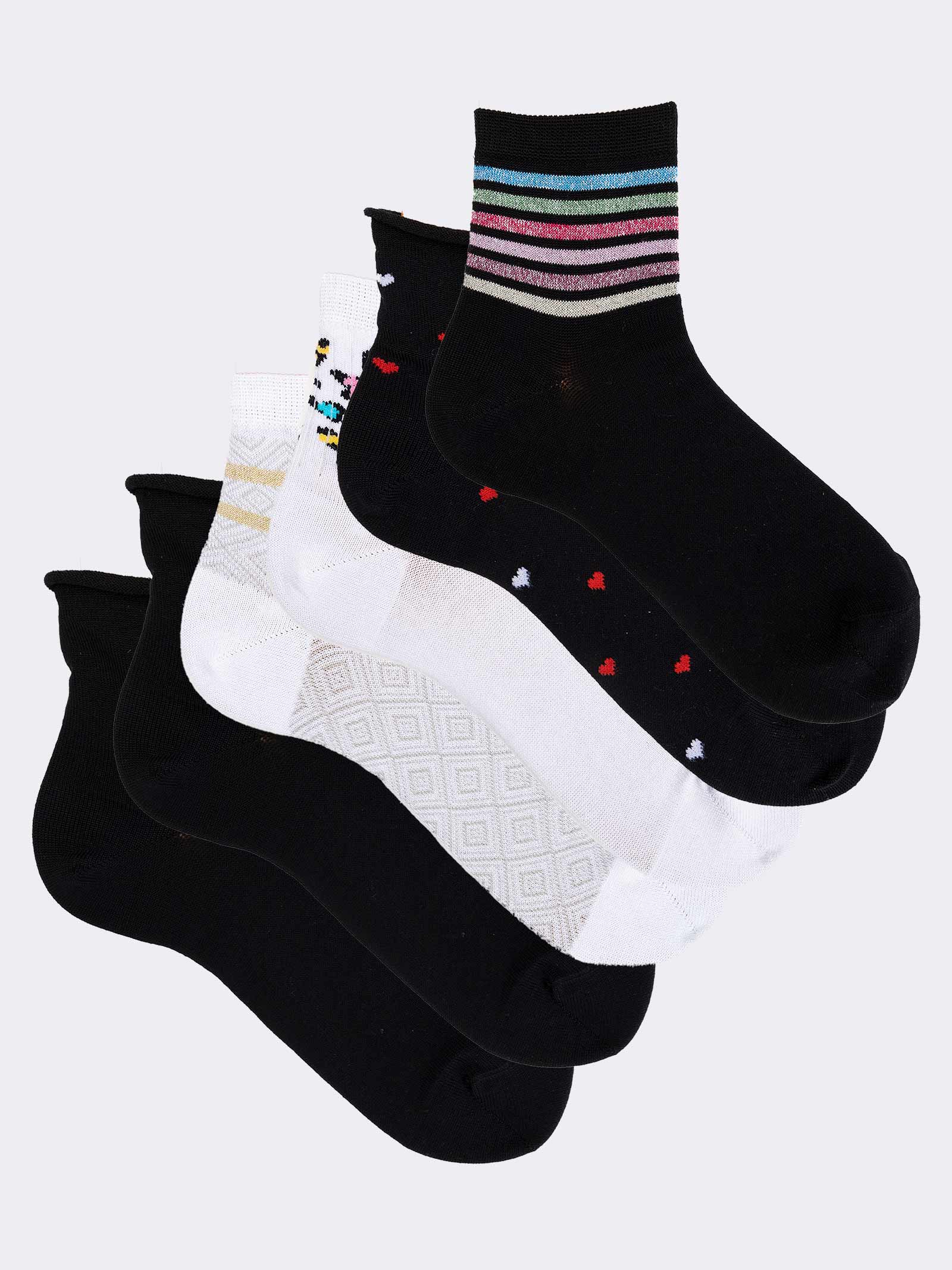 Chaussettes Courtes Fantaisie Femme en Coton Frais - Design Moderne et Confortable - Image 1