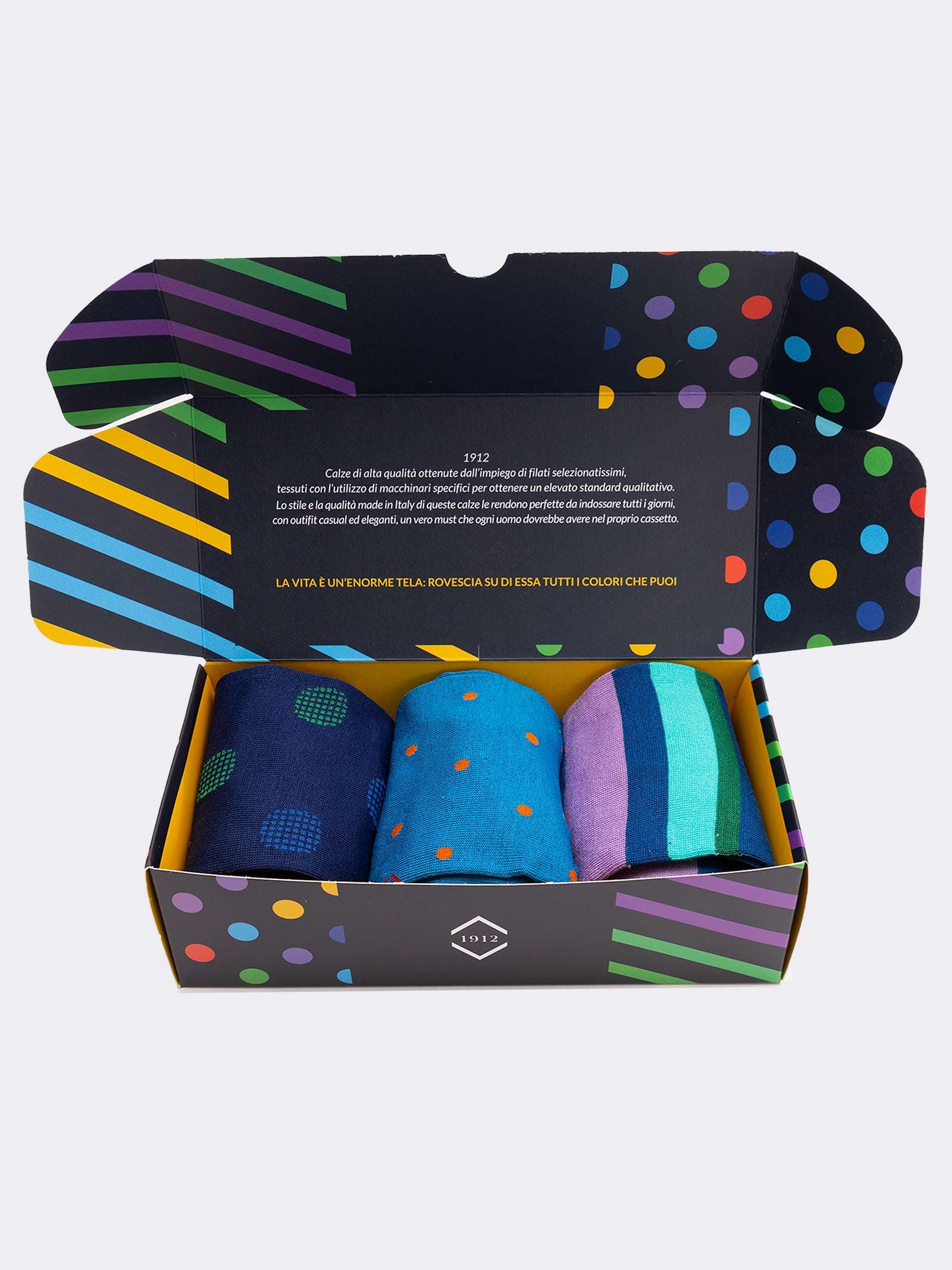 Geschenkpackung 3 Paar gemusterte Socken Frische Baumwolle Mann - Geschenkidee Made in Italy - Image 3