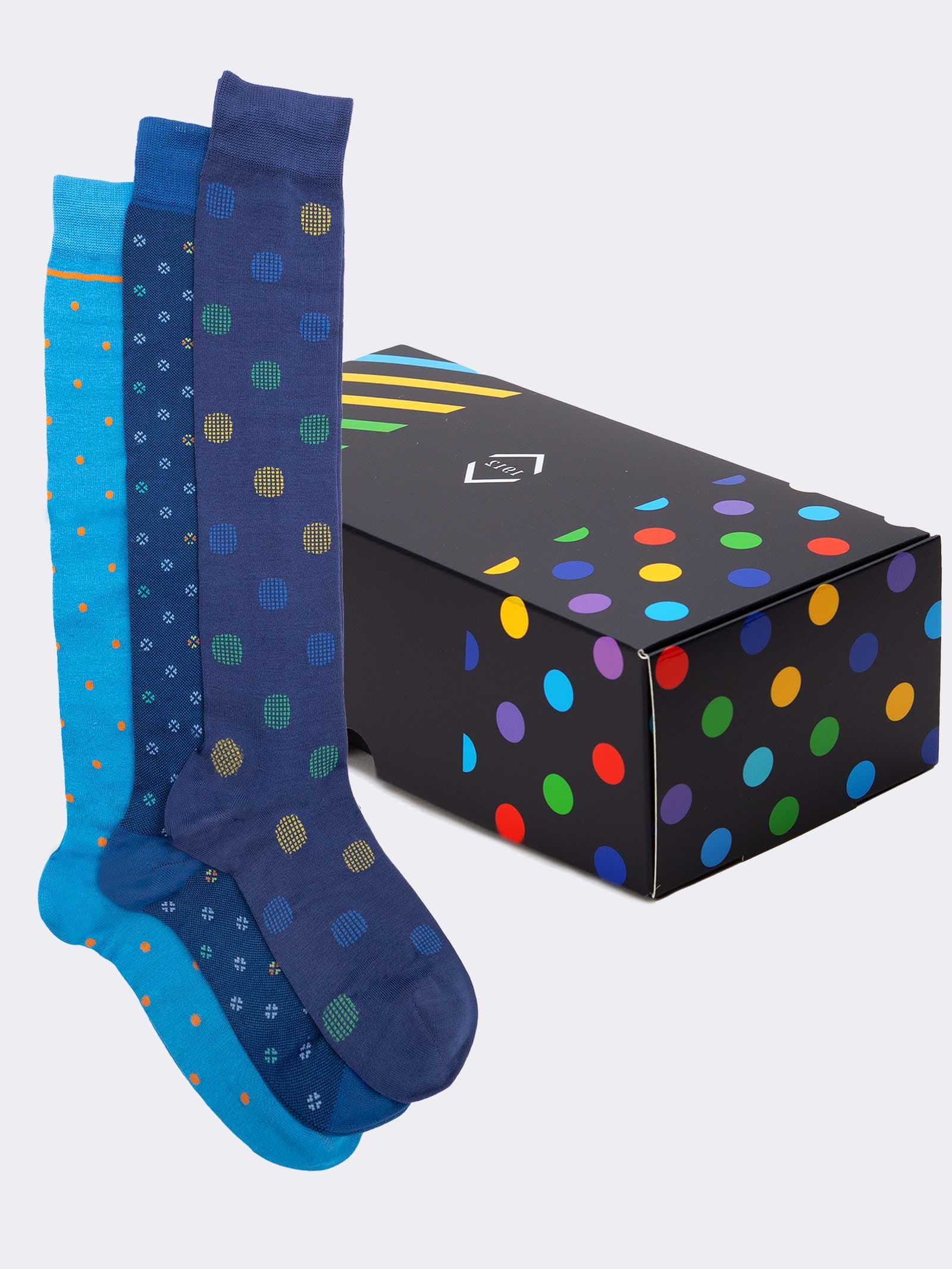 Gift box 3 Pairs Men's Polka dot Patterned Socks Fresh Cotton - Gift Idea Made in Italy - Image 1