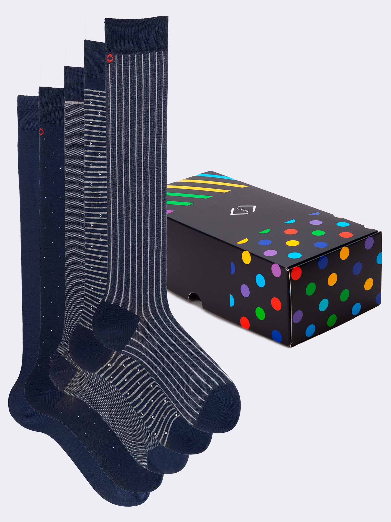 Elegante Geschenkbox 3 Paar gemusterte Herrensocken - Frische Baumwolle Made in Italy - Perfekte Geschenkidee - Image 1